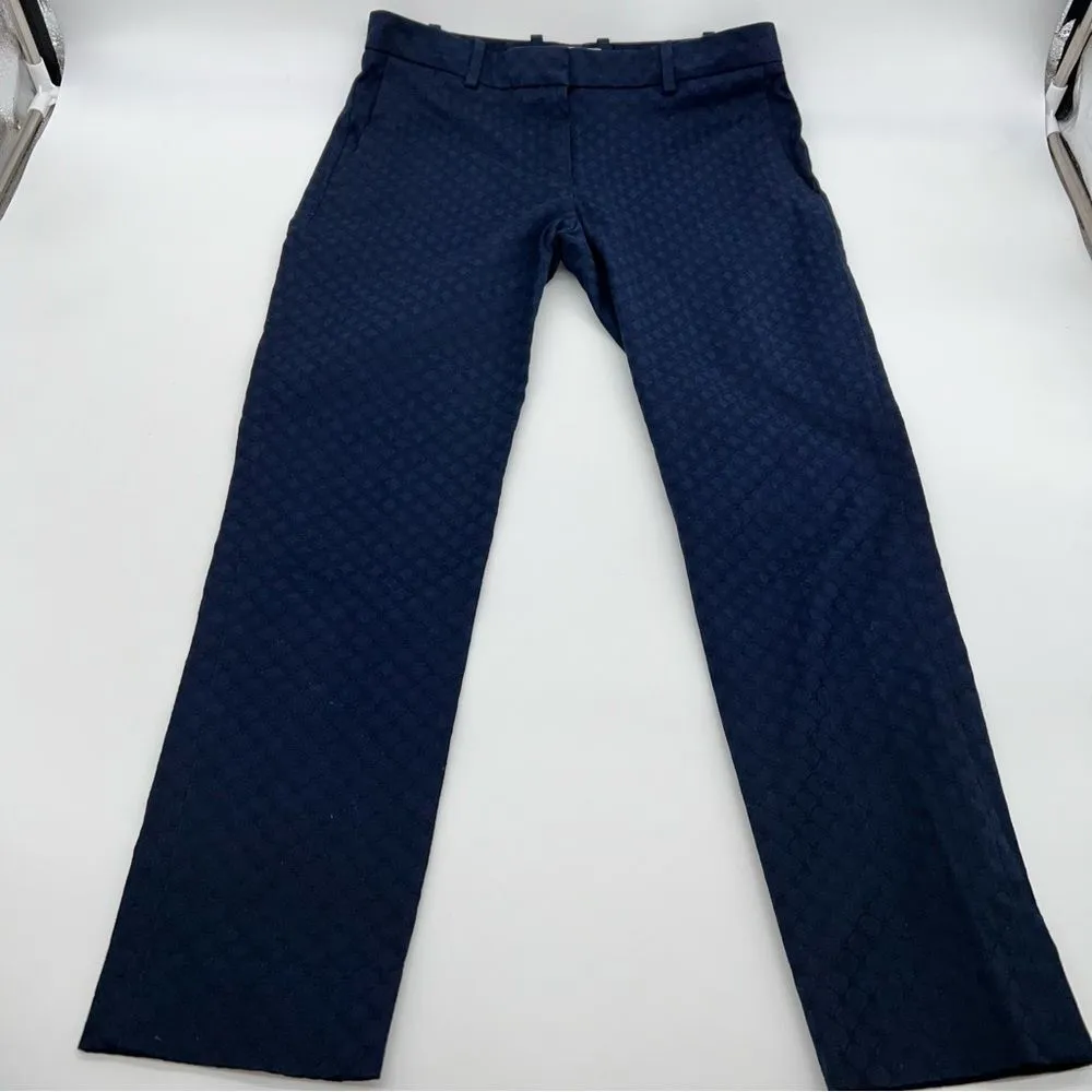 Gap Slim Crop Jacquard Weave Geometric Pattern Navy Flat Front Mid Rise Pants-0R - Image 3