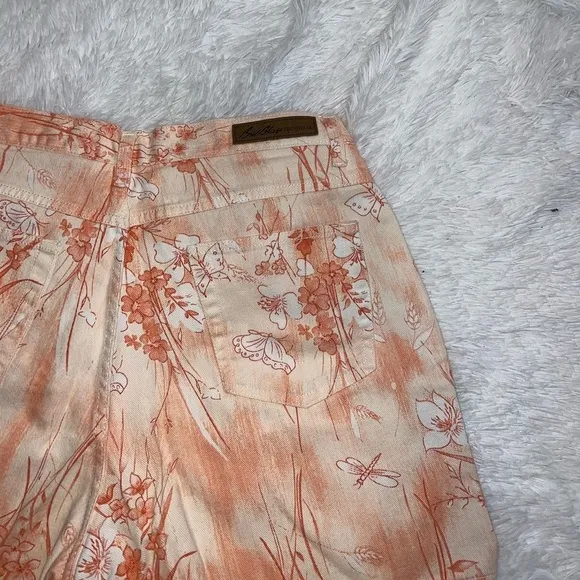 Bill Blass Vintage Orange Floral Butterfly Print 90’s Mom Short size 14 Western - Image 2