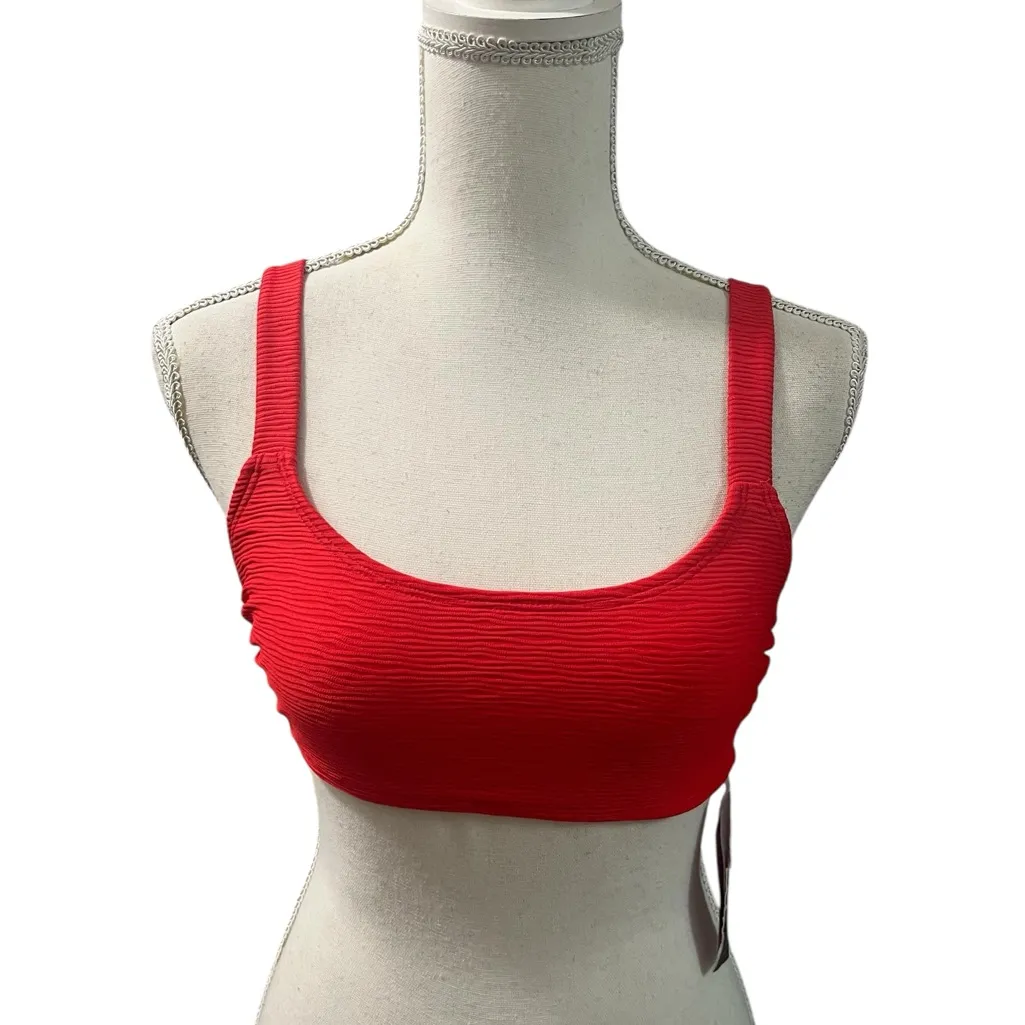 NWT Wild Fable Red Ribbed Knit Bralette Bikini Swimwear Top Small (4-6) - Image 2
