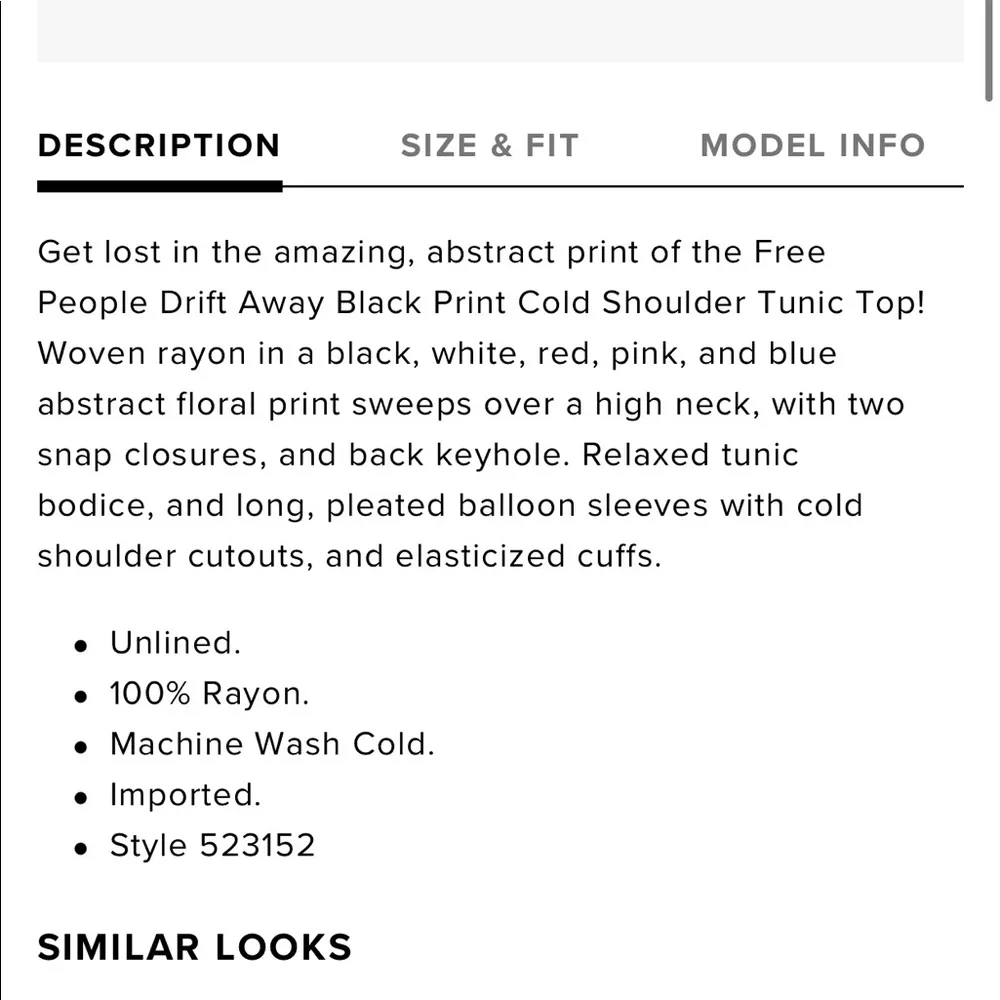 Free People ‘Drift Away’ cold shoulder black graphic print tunic top, size small - Image 12