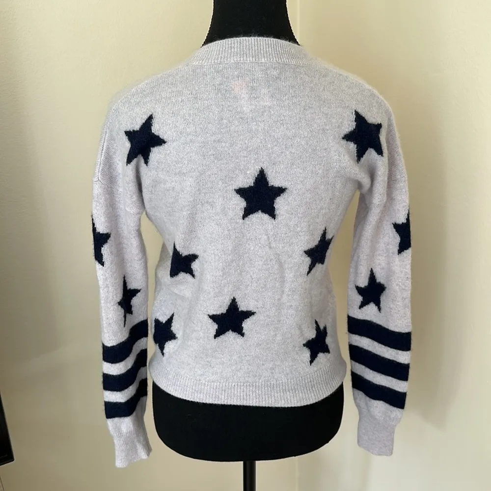 Aqua Cashmere Cashmere Star Sweater With Stripes XS Bloomingdales Exclusive - Image 6