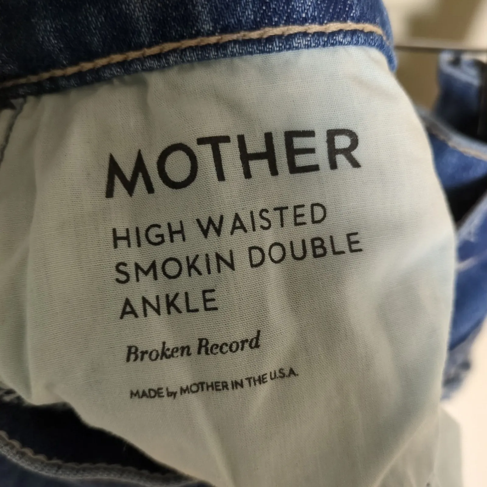 MOTHER Superior High Waisted Smokin Double Ankle in Broken Record Women's 26 Blue - Image 5