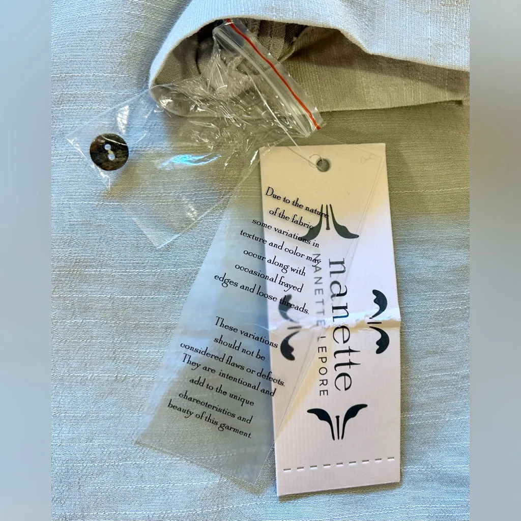 NANETTE LEPORE Lace Square Neck 3/4 Sleeve Blouse in Light Stone NWT Sz S - Image 9