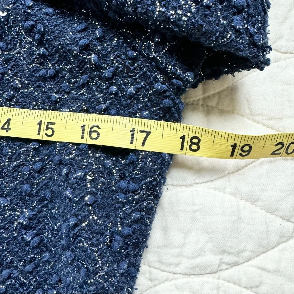 Jennifer Lopez Sparkle Textured Top Event Sequins Long Sleeves V-Back Sheer Sz L - Image 9