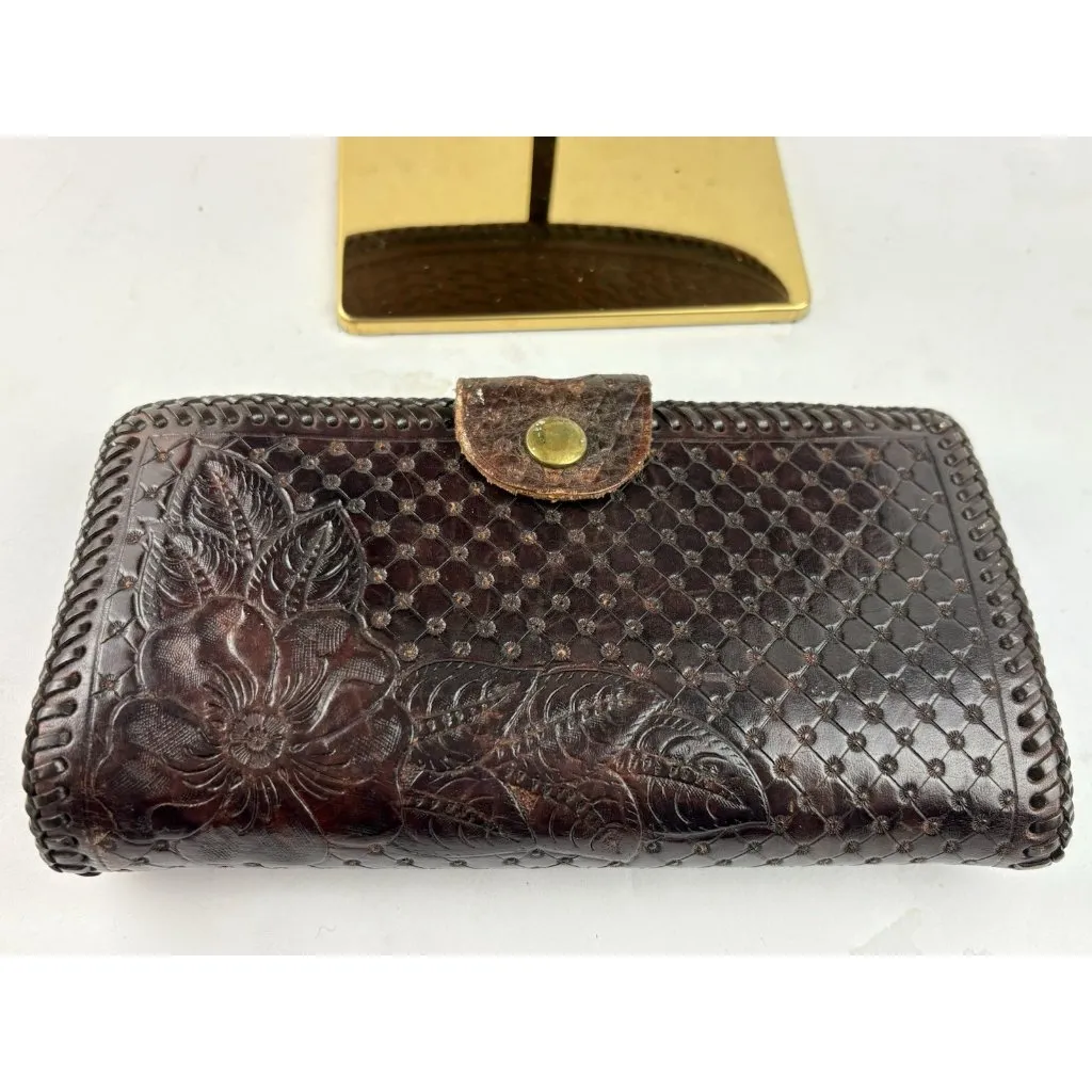 *Vintage Western Tooled Leather Purse & Wallet Brown Shoulder Bag Ranch Cowgirl - Image 12