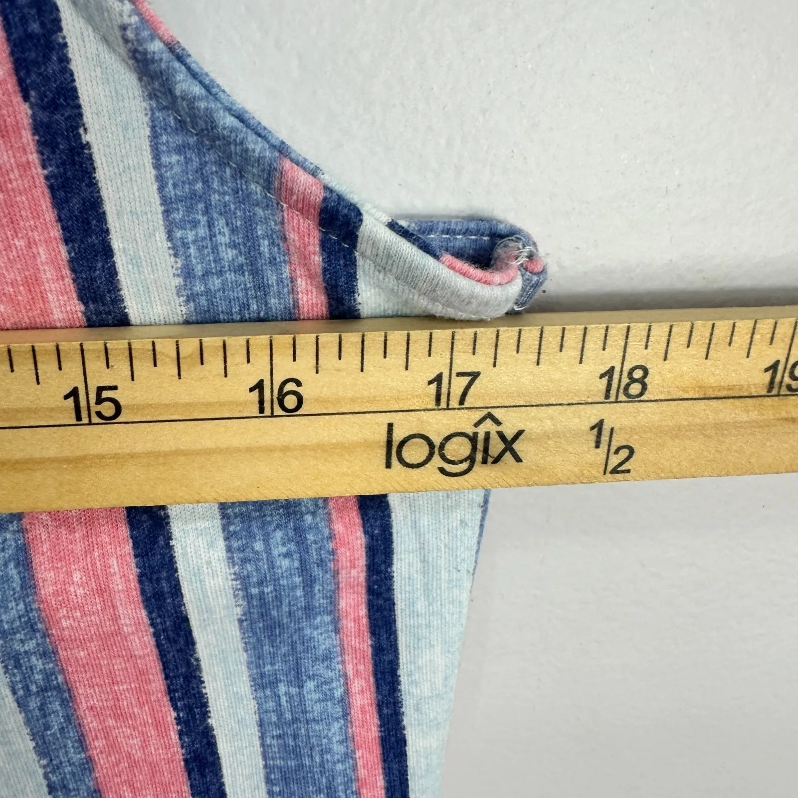 Denim & Co Sleeveless‎ Tunic Top Womens XS Striped Coastal Preppy Resort Beachy Blue - Image 4