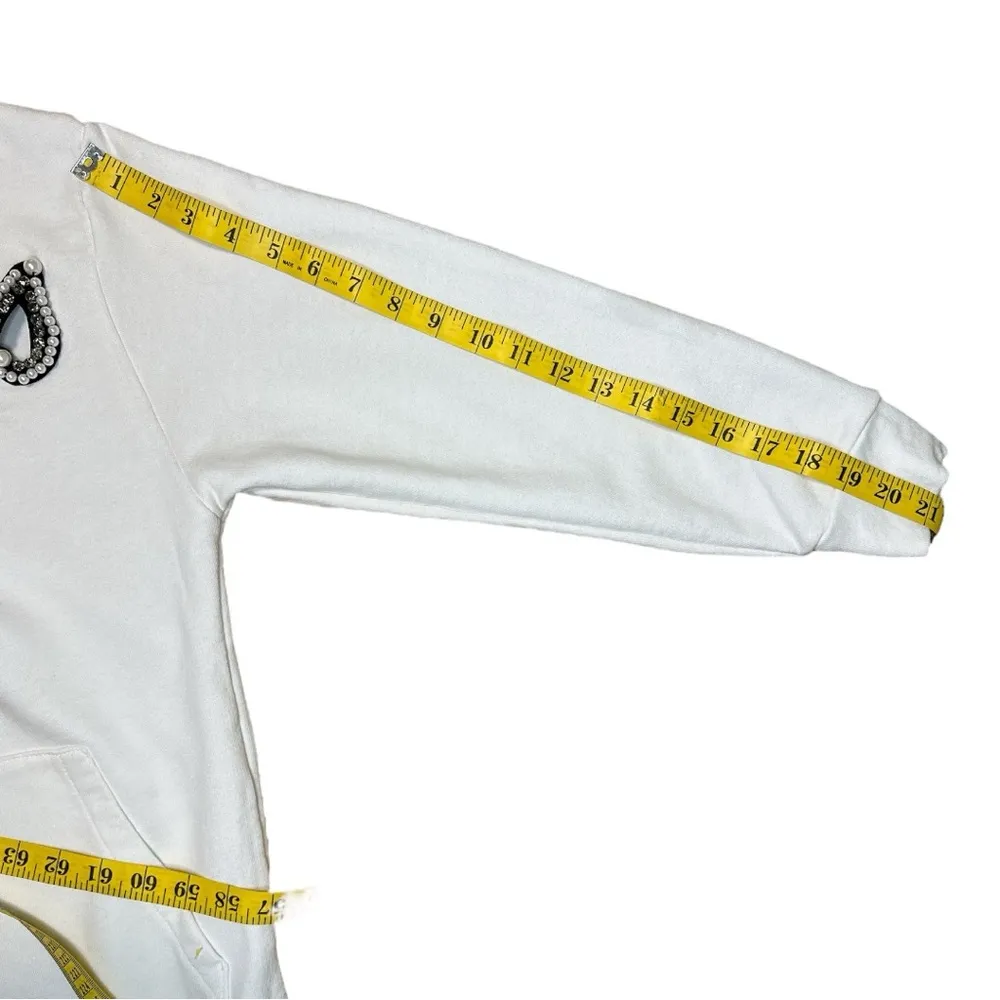 DIXIE White Hoodie w/ Panda & Teddy Patches, Rhinestone “YES” — 19” P2P Size undefined - Image 8