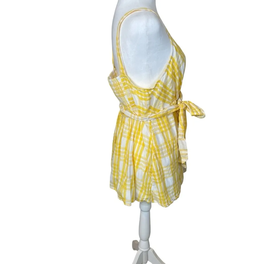 Motherhood Maternity Large Butter Yellow White Gingham Top Summer Picnic Country - Image 5