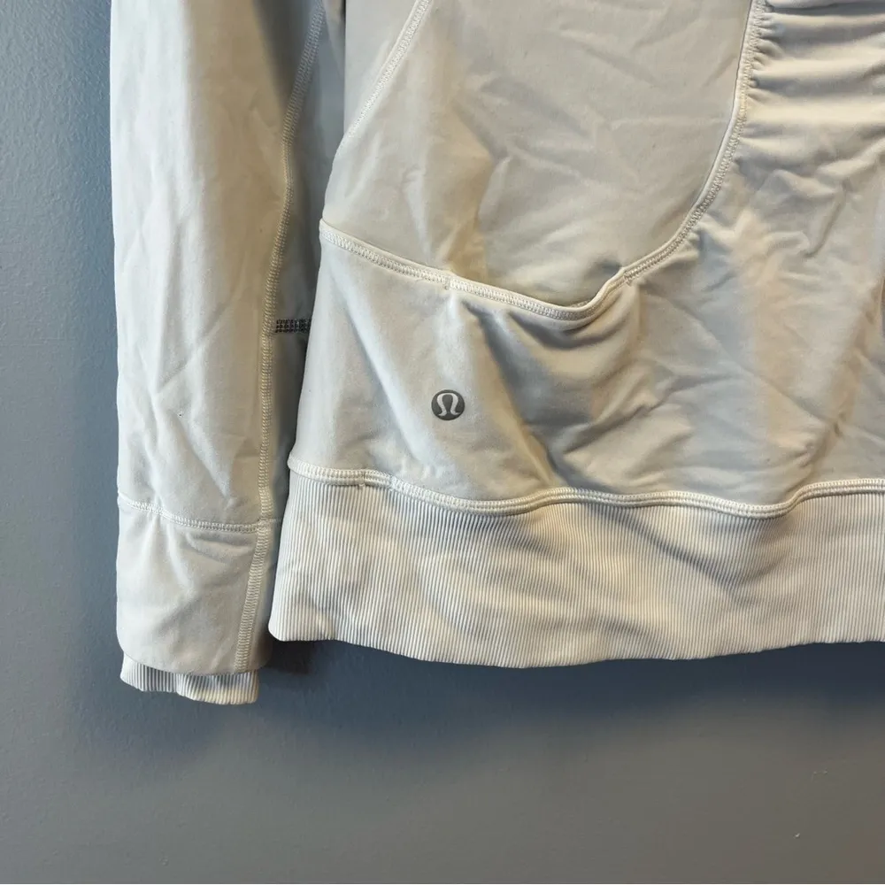 Lululemon Sweatshirt White Cowl Funnel Neck Drawstring Pullover Jacket Sz 6 EUC - Image 11