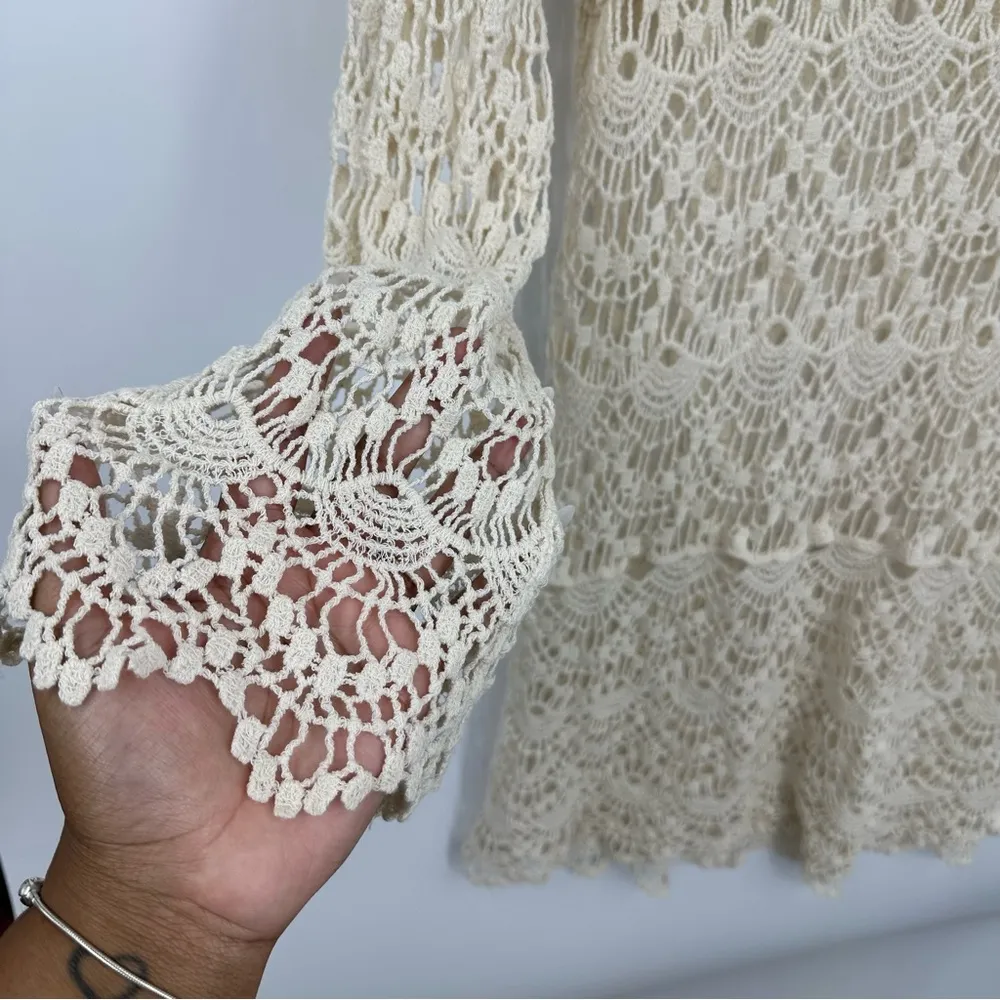 Vintage Y2K Boho Lace Duster Blouse Size Medium Fairycore Whimsical Early 2000s - Image 4