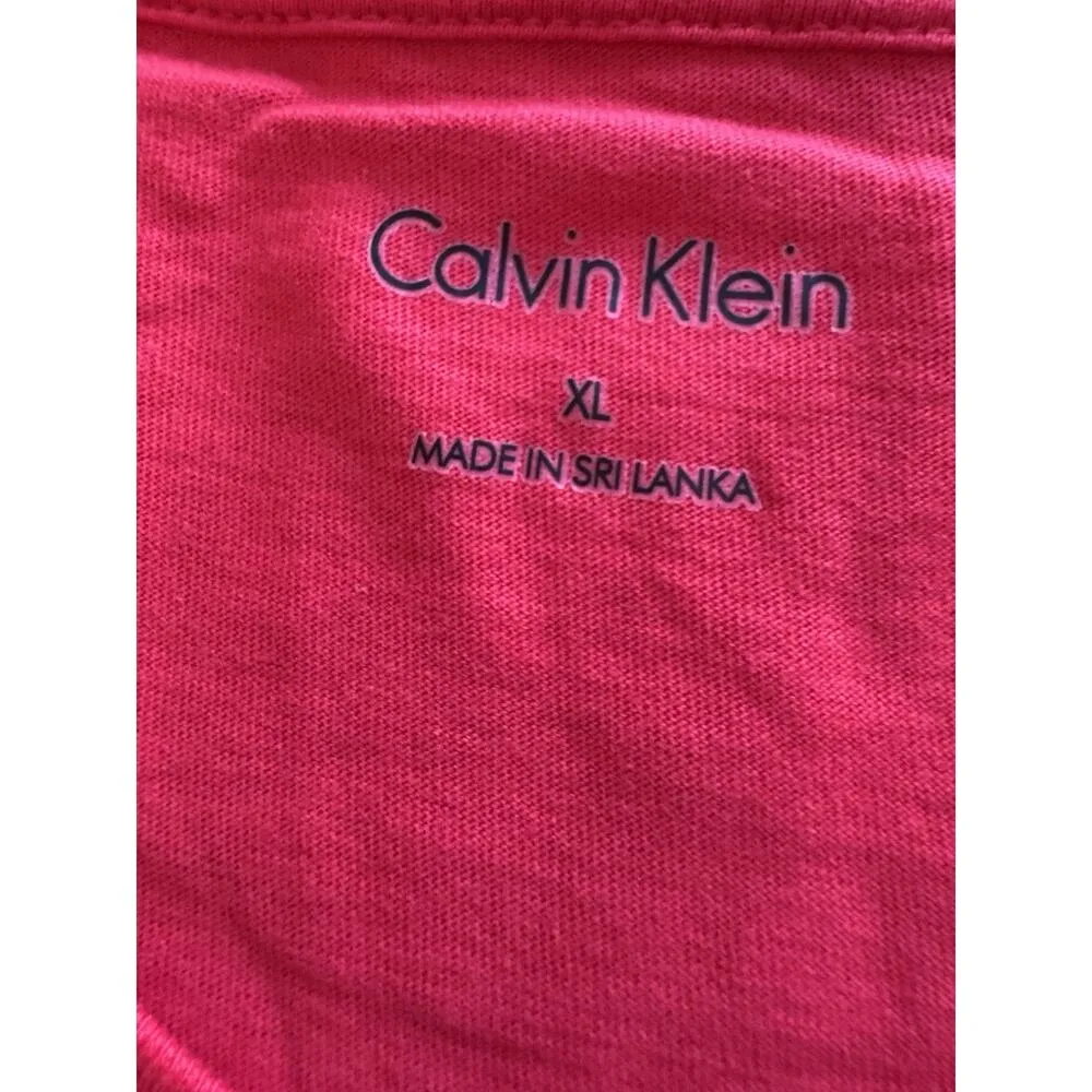 Calvin Klein Red Logo Women's XL T Shirt Summer Comfy Cozy - Image 2