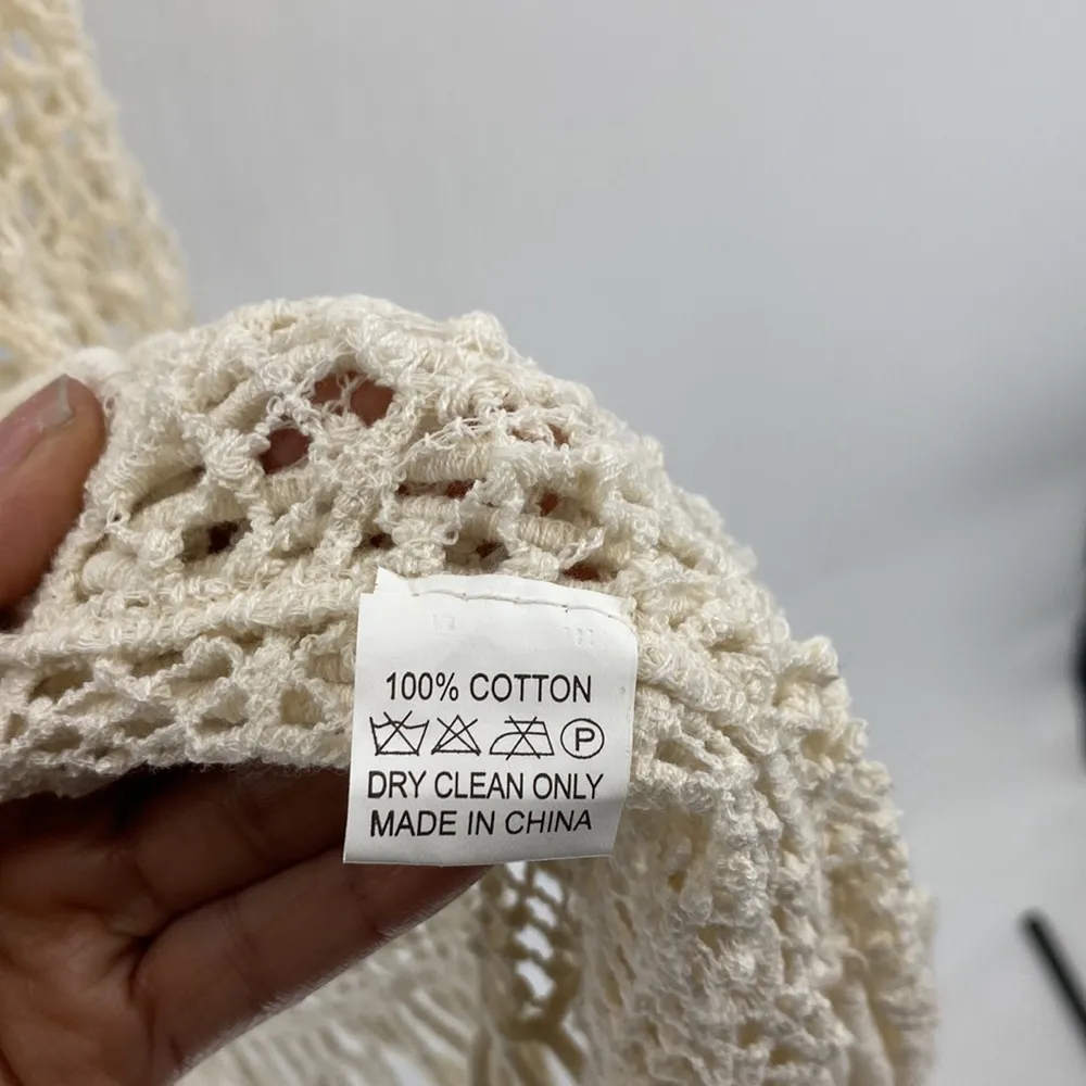 India Ivory Crochet Fringe vest bohemian artsy granny core Western hippie Size undefined - Image 6