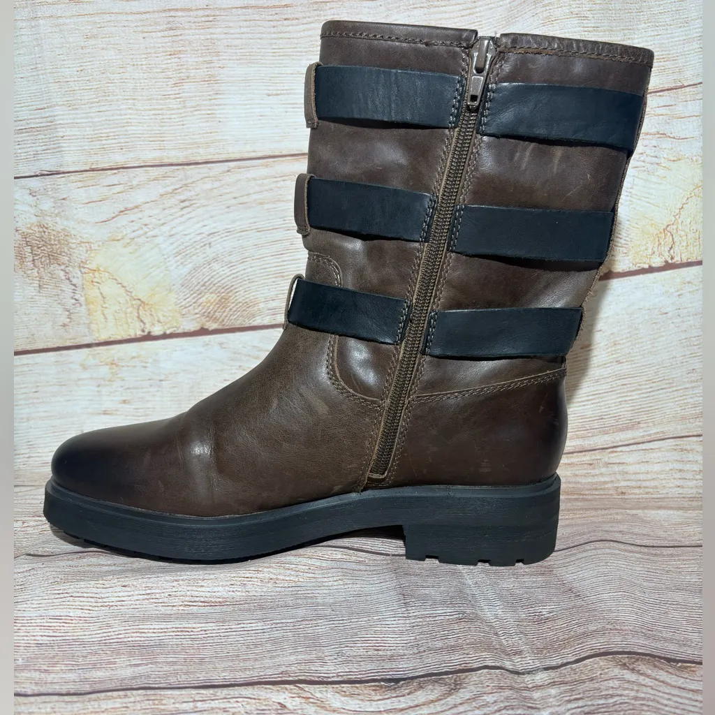 Lucky Brand Cheviss Women's Sz 9 Moto Lug Sole Brown Leather Boots - Image 3