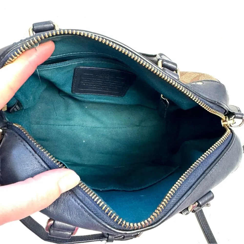 Coach Blue Varsity Stripe Mini Bennet Satchel Bag Purse Crossbody - Image 11