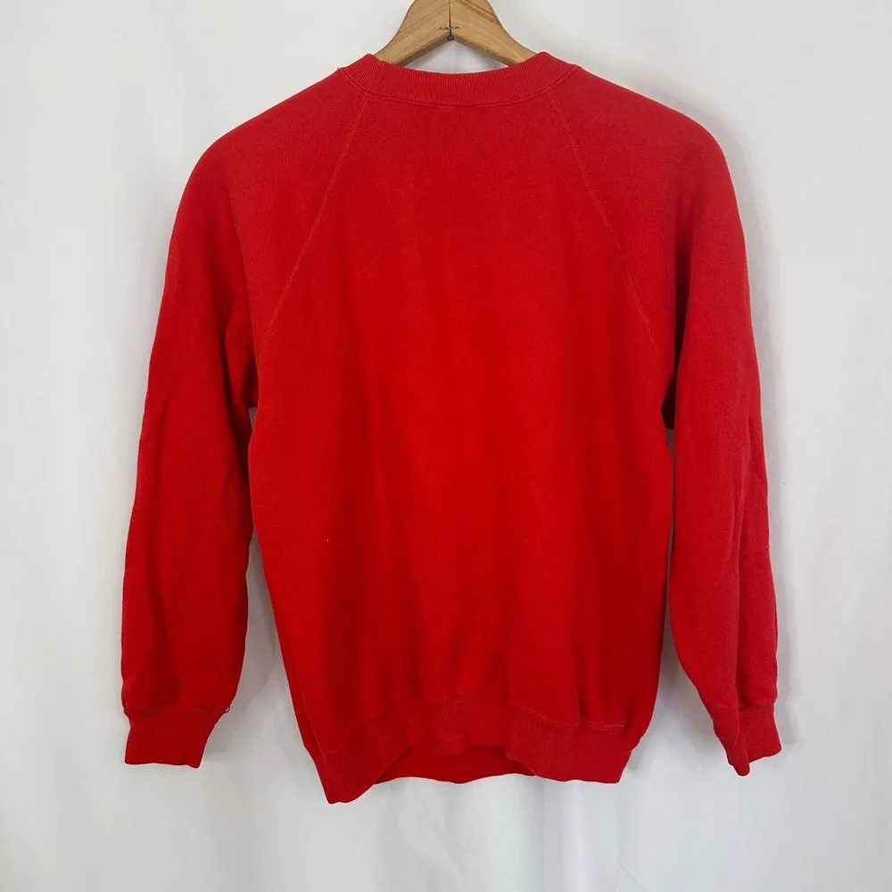 Vintage Hanes Christmas Sweatshirt Horse Sleigh Graphic Crewneck Red Women Large - Image 5