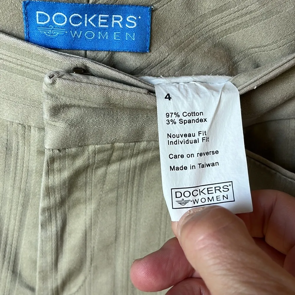 Vintage Dockers Women Khaki Trousers Cotton Pants Wide Leg Cropped Chino Size 4 - Image 10
