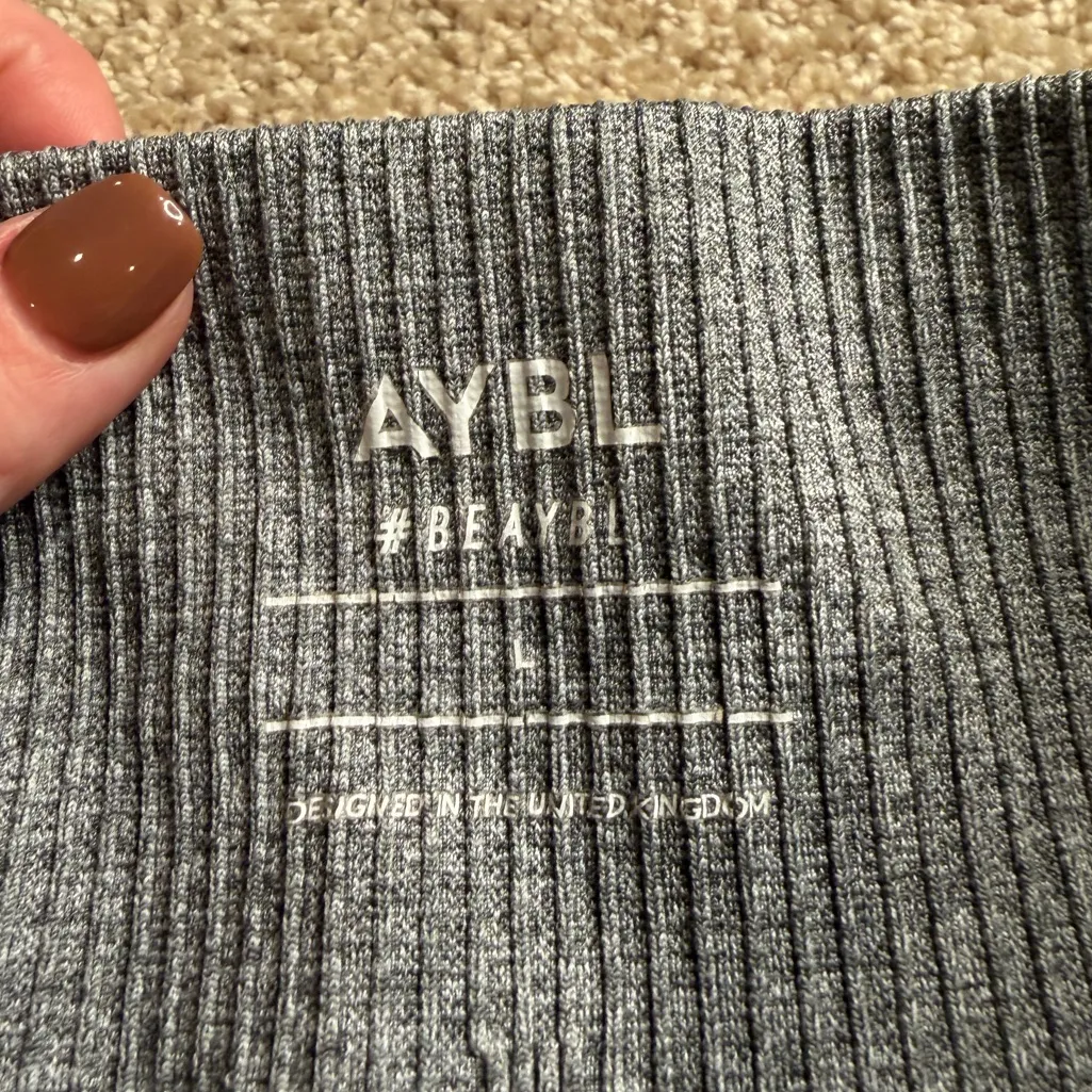 AYBL Gray Ribbed Seamless Leggings Size Large - Image 2