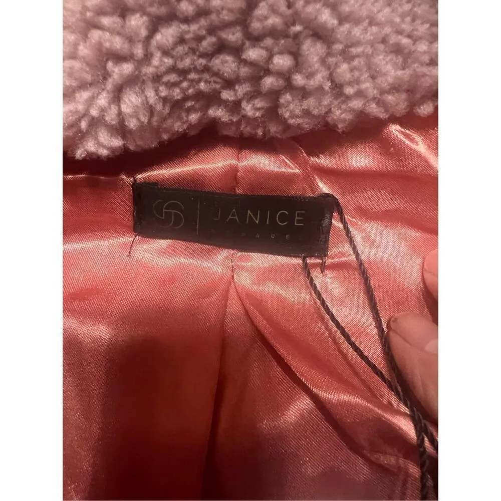 Janice Sherpa Lined Vest Jacket Rose Pink One Size NWT - Image 3