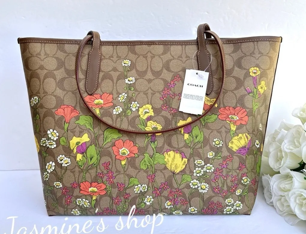 NWT COACH City Tote Bag In Signature Canvas With Floral Print cr165 - Image 2