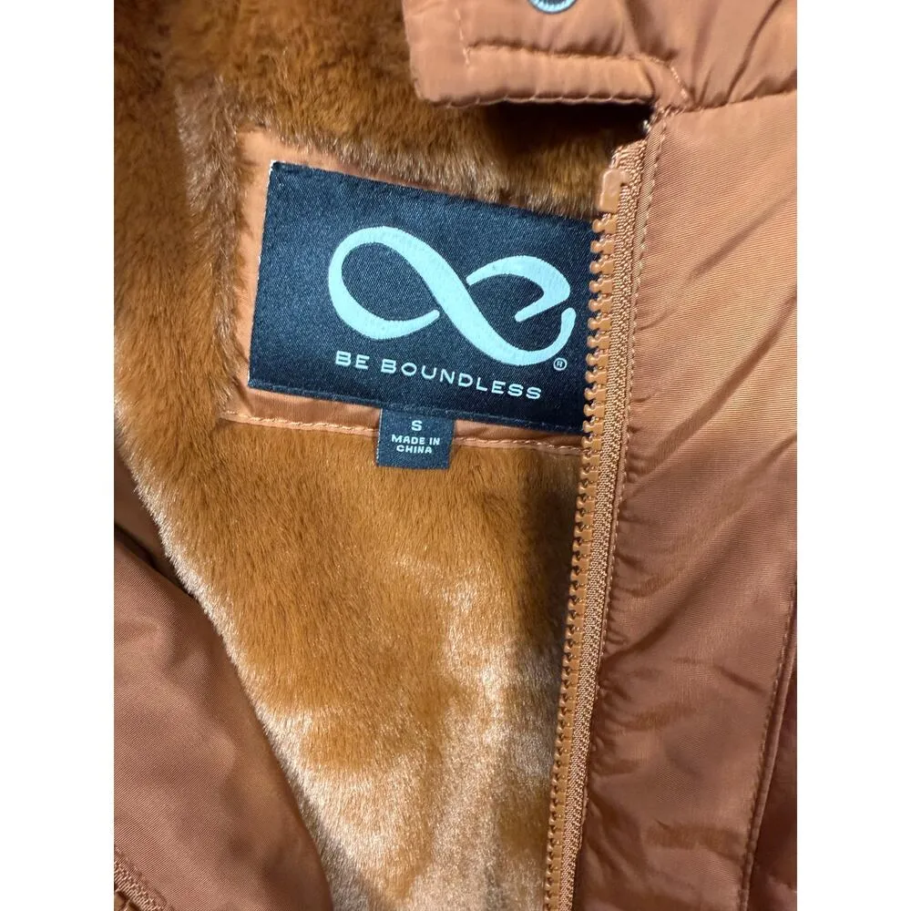 Be Boundless Rust Orange Faux Fur Hooded Puffer Coat | Size Small - Image 5