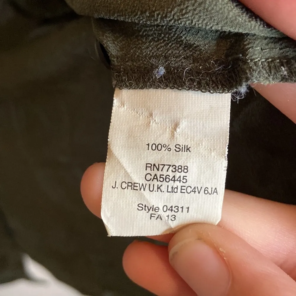 Madewell Silk Button Down Cargo Blouse Green XS - Image 4