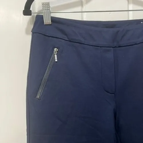 J Mclaughlin Womens Pants 2 Navy Blue Pull On Career Zip Skinny Nylon Stretch - Image 2