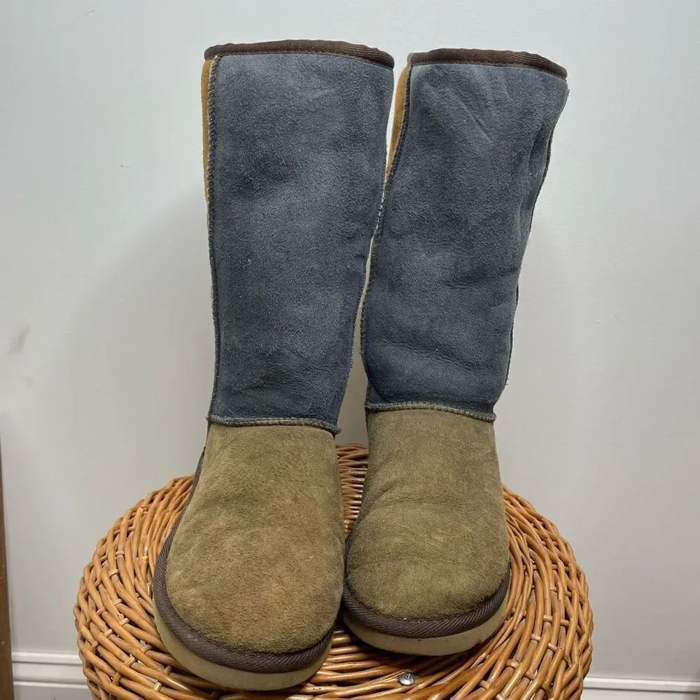 UGG Classic Tall 5818 Leather Sheepskin Shearling Winter Boots‎ Color Block W7 7 - Image 2