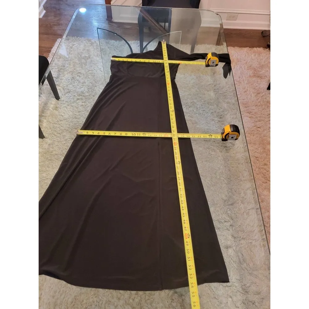 Venus Women's Black Solid Polyester One Shoulder Off Long Sleeve Long Maxi Dress - Image 9