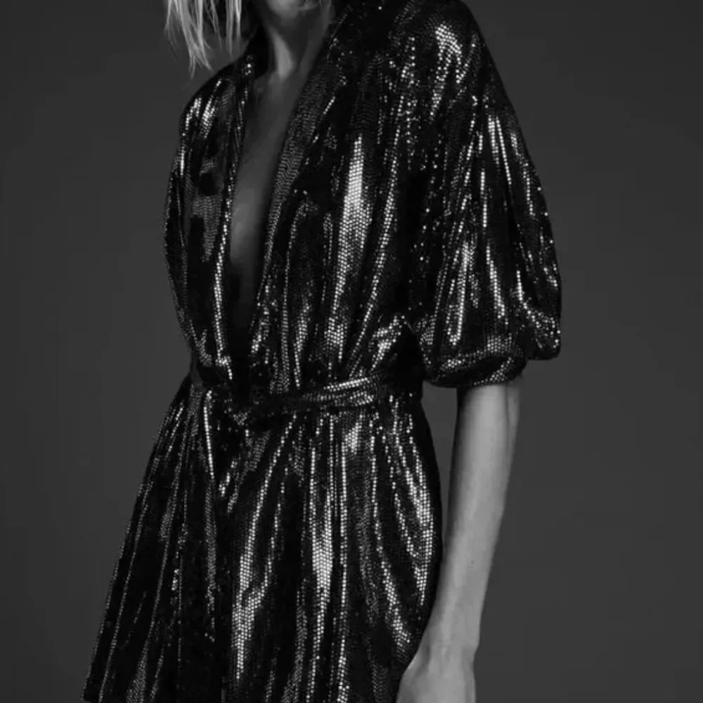 ZARA nwt BELTED SPARKLY JUMPSUIT - xs - Image 4