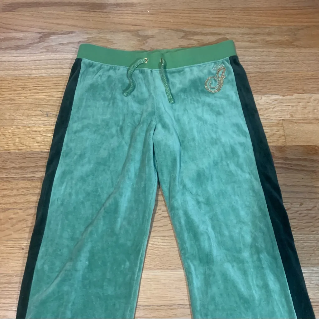 Juicy Couture Gela Pam Velour Drawstring Tracksuit Pants Green Women's 14 - Image 3