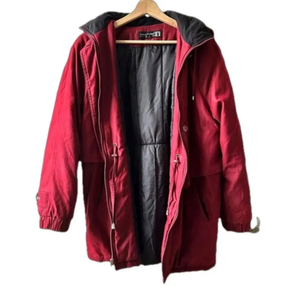 London Harbor red parka medium​ gorpcore colorblock puffer jacket winter coat - Image 3