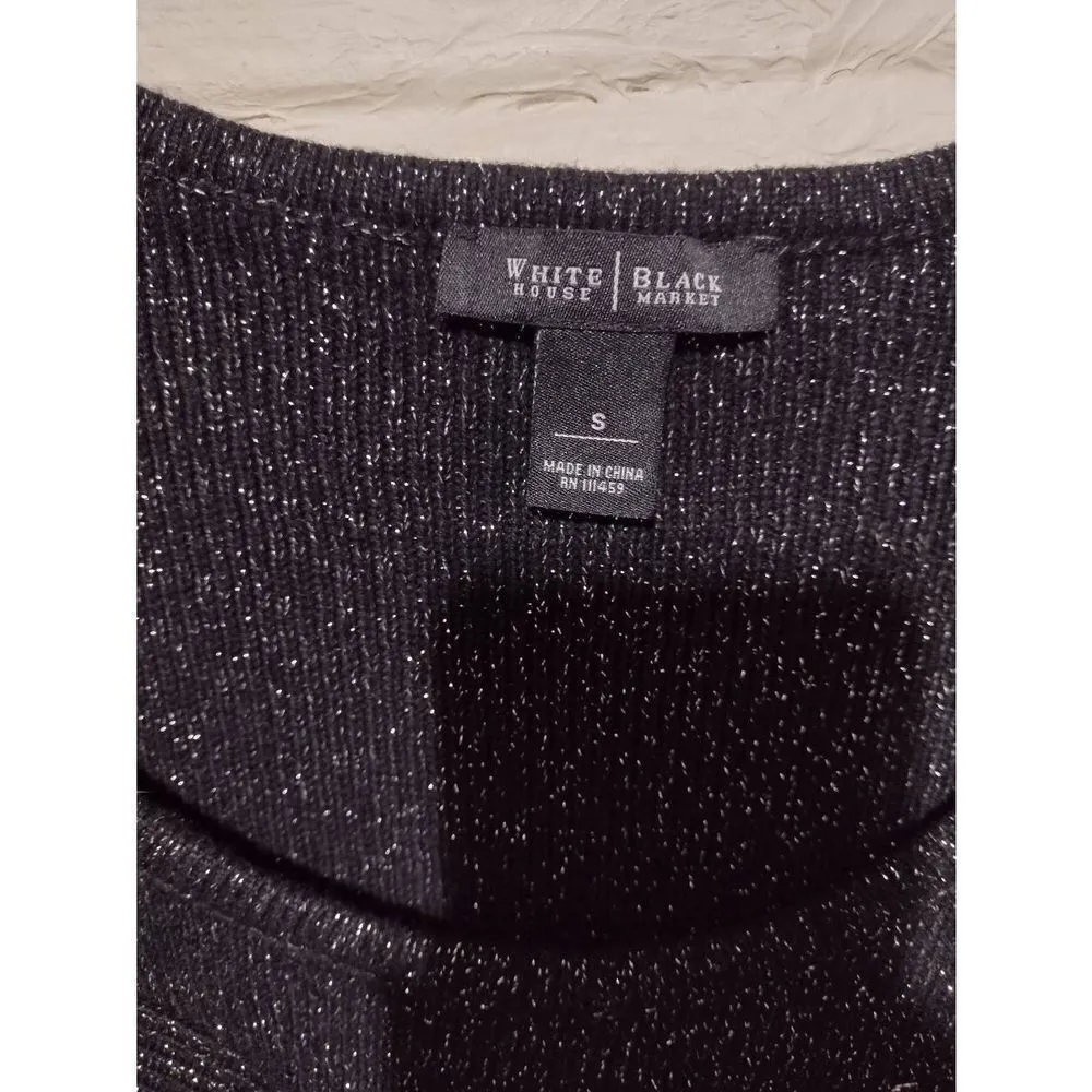 WHBM White House Black Market Size S Black Silver Shimmer Sweater Dress - Image 2