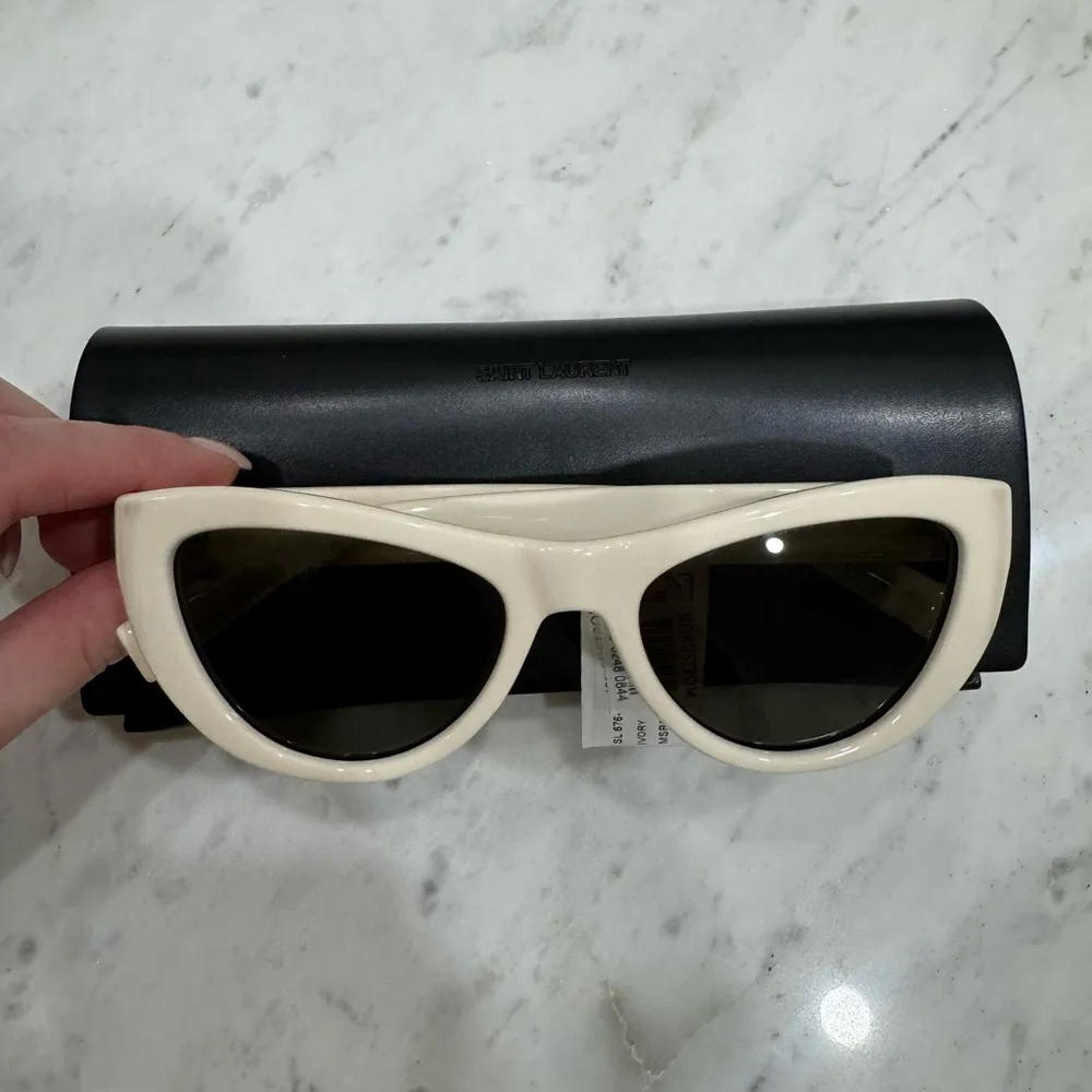 NEW- Saint Laurent 53mm Cat Eye Sunglasses in Ivory - Image 5