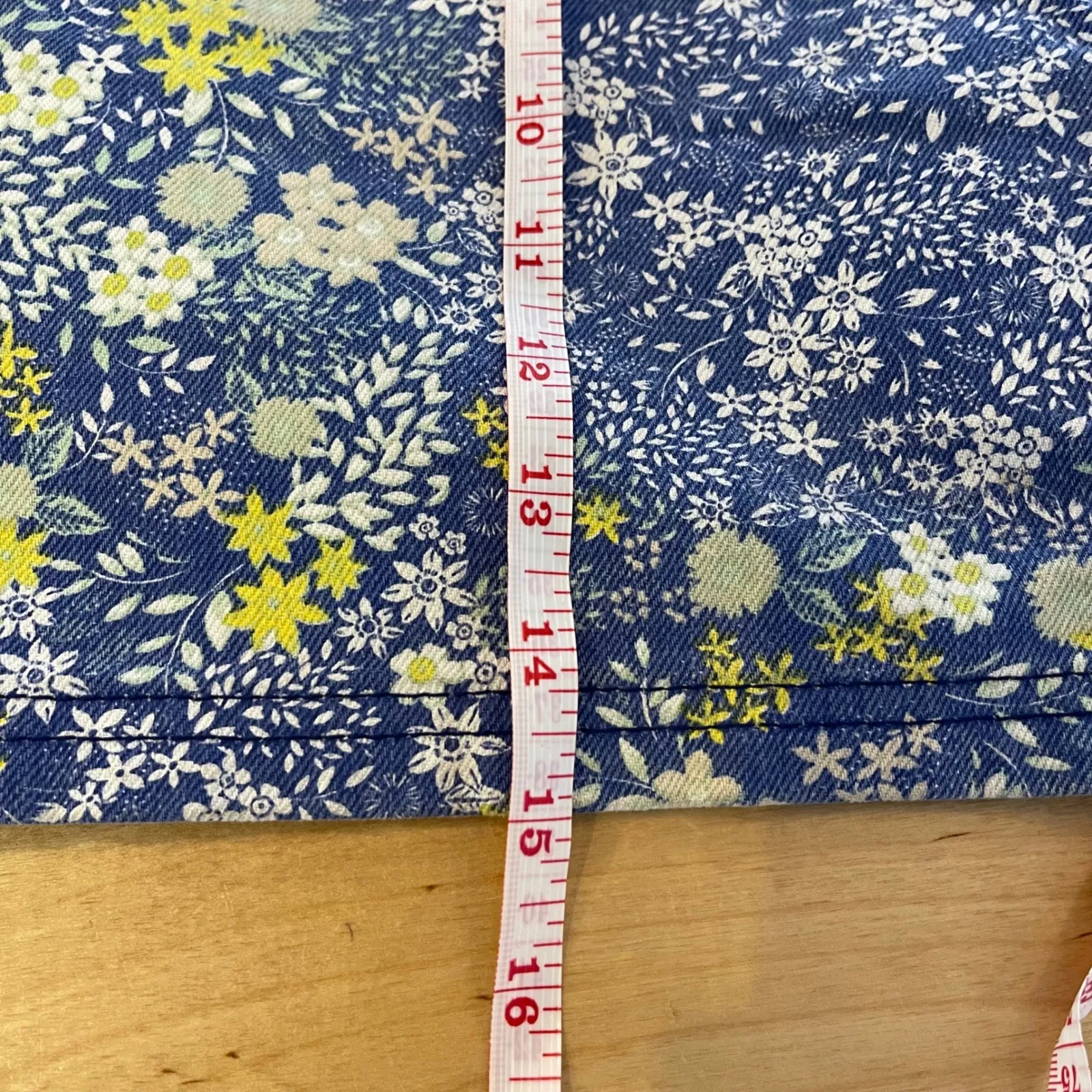 Laura Ashley Urban Outfitters Floral Denim Mini Skirt Medium Blue Yellow White - Image 8