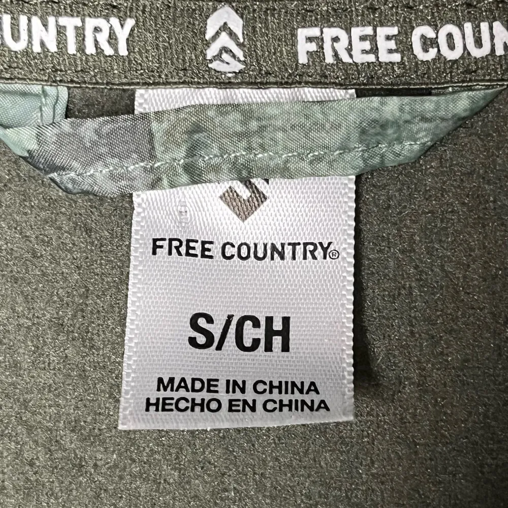 Free Country Green Micro Fleece Zip Up Jacket Camo Print Satin Pocket Size Small - Image 9