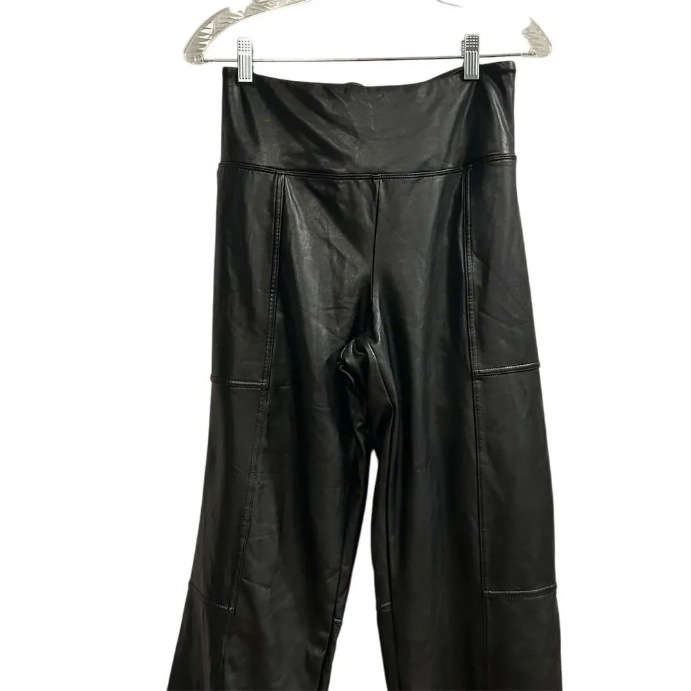 Joie Women's Wide-Leg Faux Leather Pants Black Size L Casual - Image 5