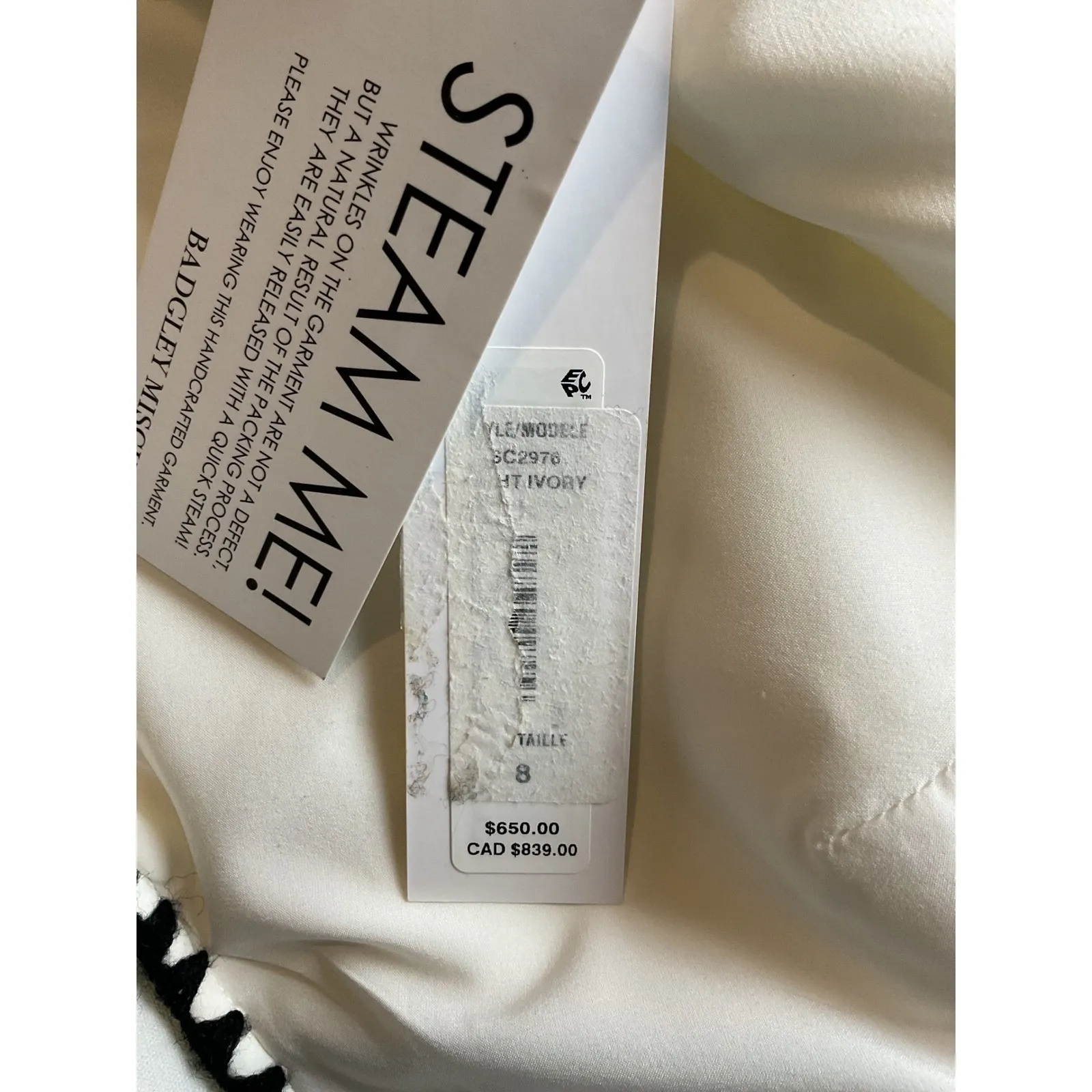 Badgley Mischka High-Low AsymmetricalGown with embroidered Trimming Scuba 8 - Image 14