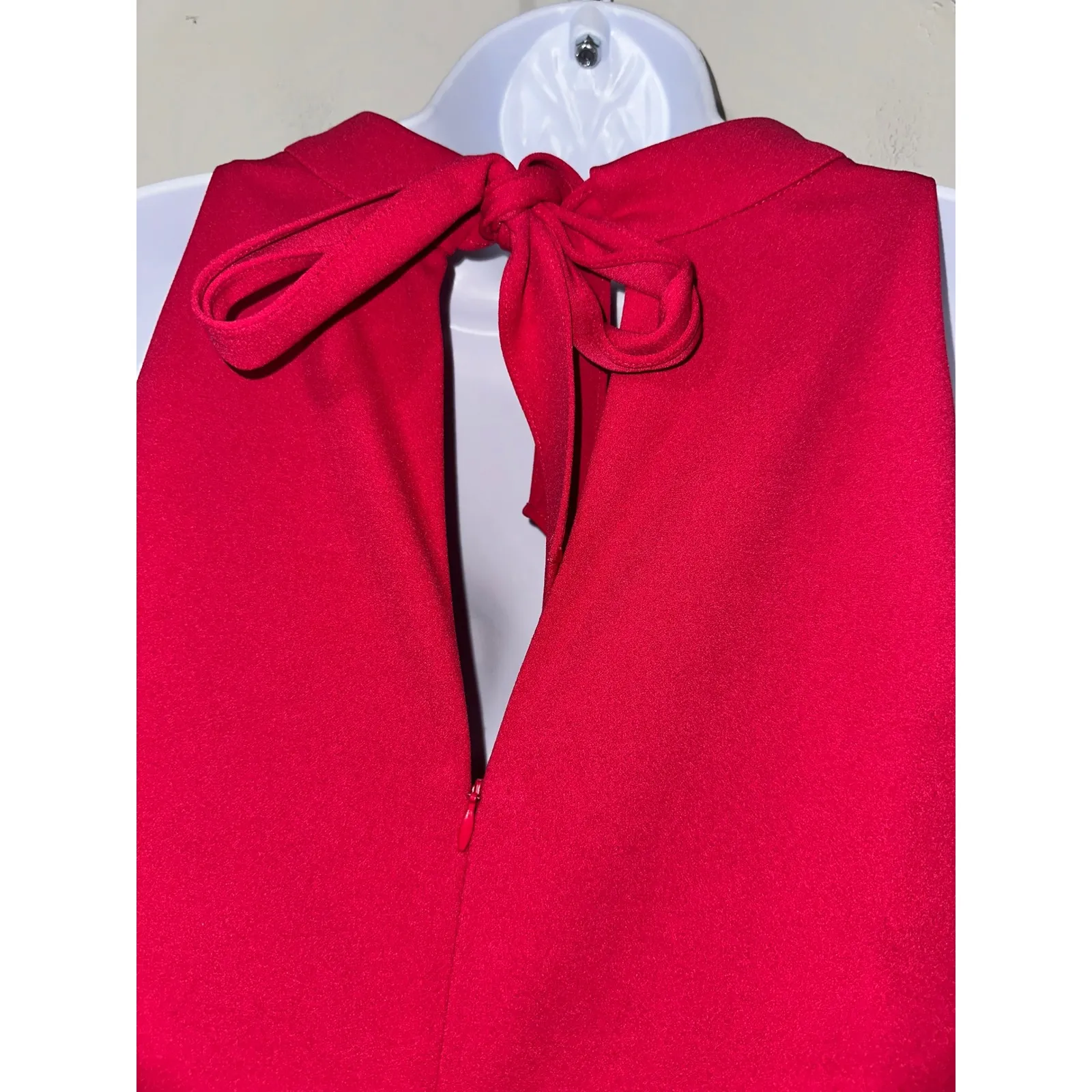 Adrianna Papell Sleeveless Halter Neck Wide Leg Pant Suit Set Red Size 14 - Image 6