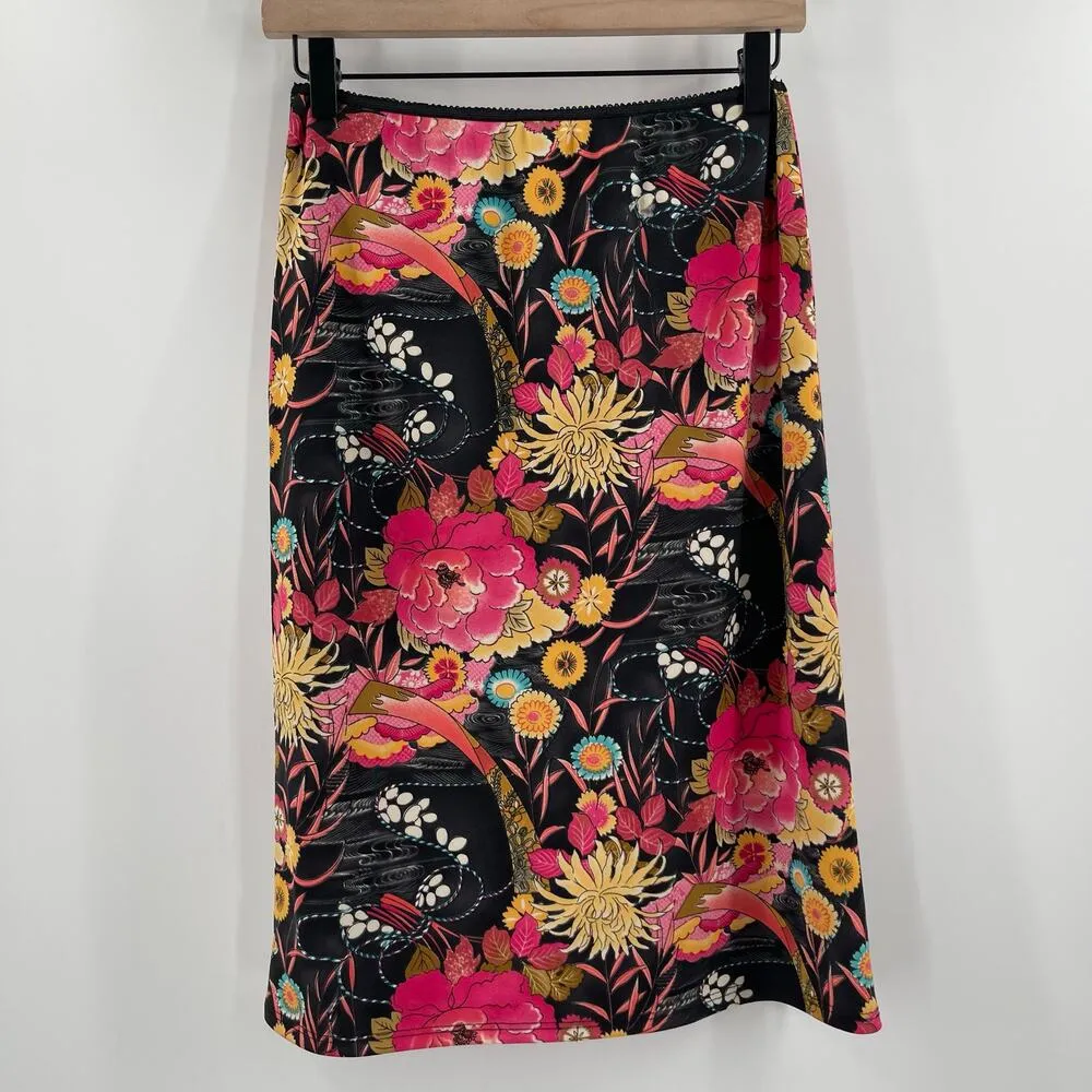 VINTAGE TRIXXI Skirt Size Medium Pull On Fairy Whimsy Goth Floral Babydoll Y2K Black - Image 2