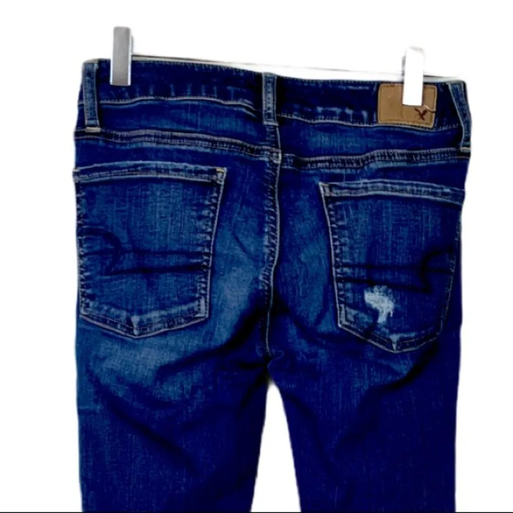 American Eagle AEO Distressed Skinny Dark Wash Jegging Jeans Size 2 Short - Image 5