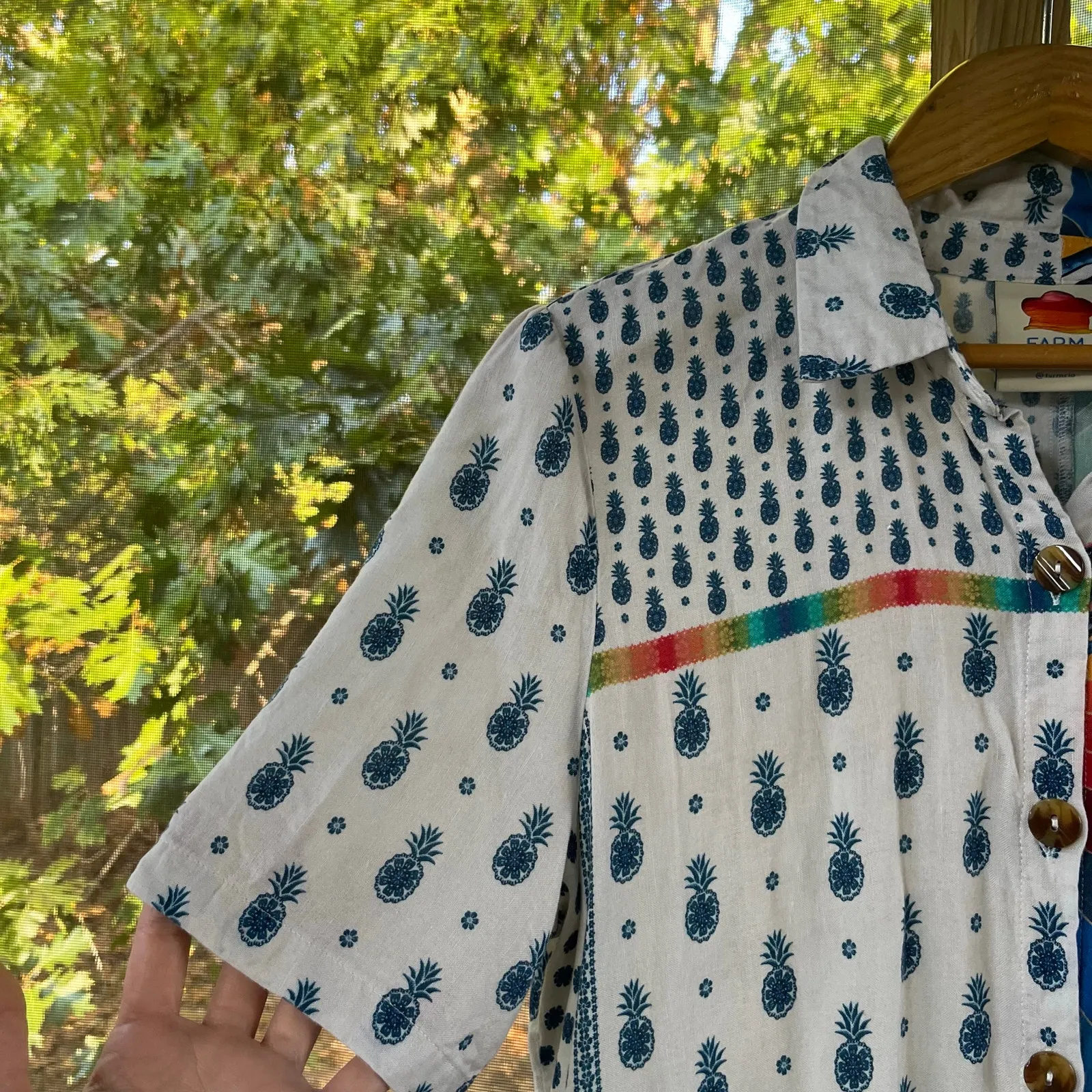 Farm Rio For Anthropologie Women's Colorful Tropical Print Top Size M Size M - Image 3