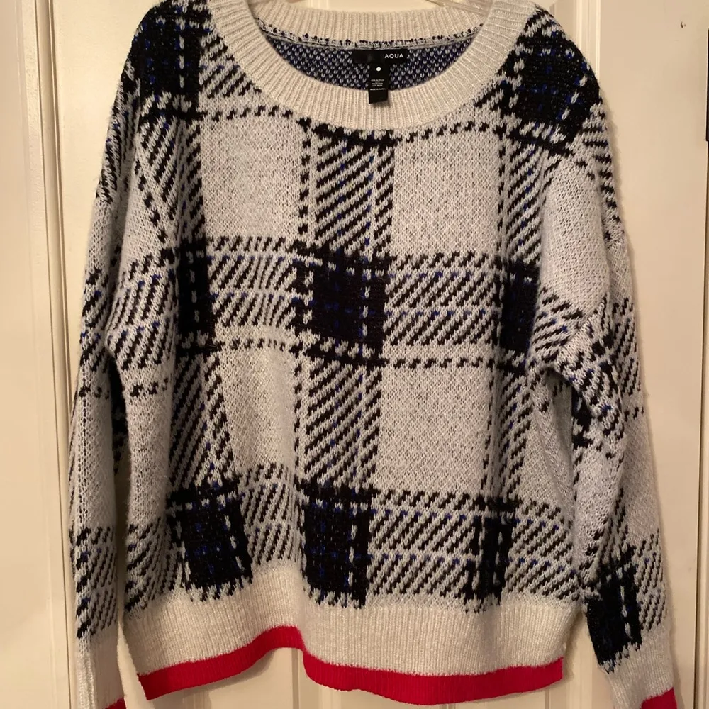 Bloomingdale’s AQUA White, Black, Blue, Pink Plaid Sweater - Image 2