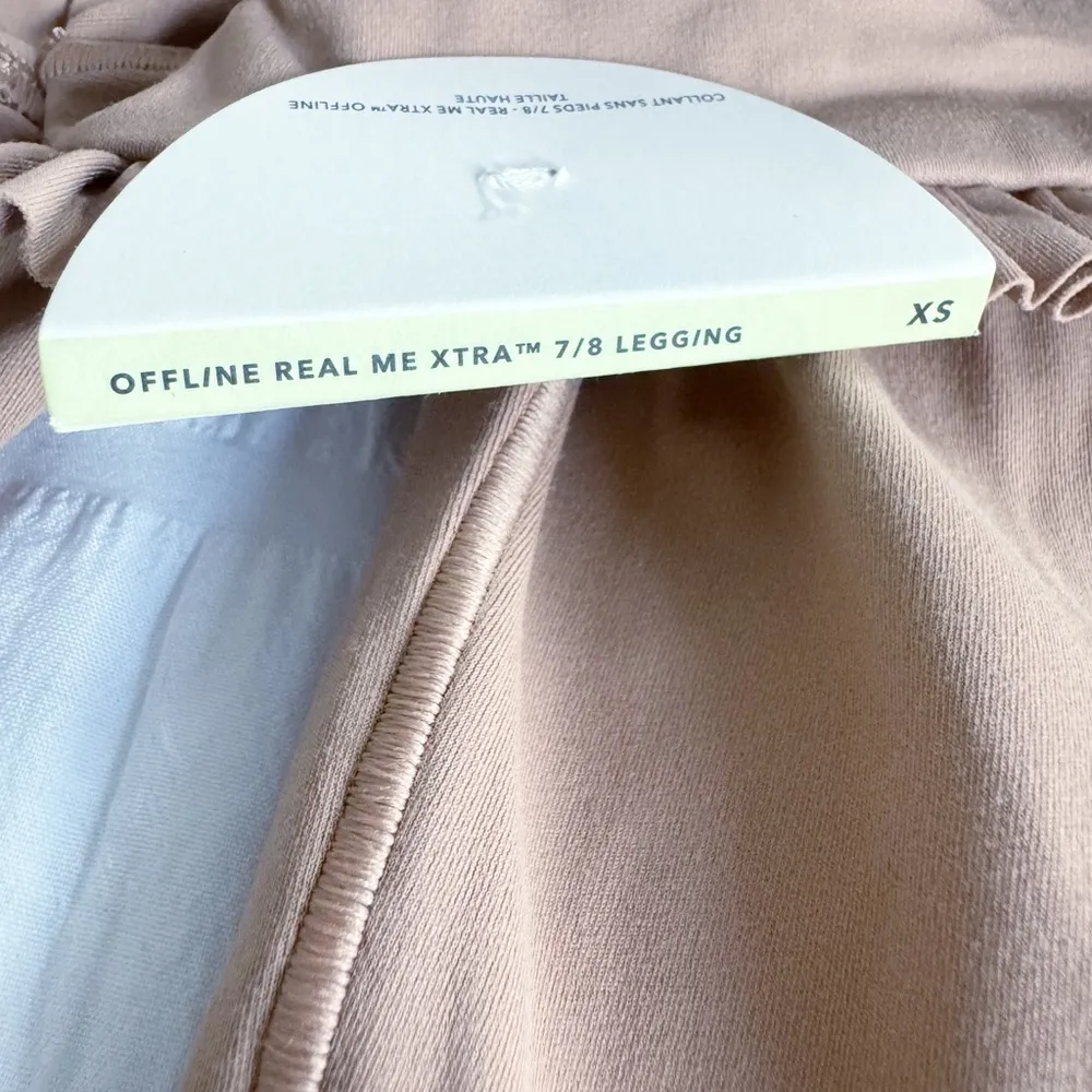 NWT OFFLINE By Aerie Real Me Xtra High Waisted Crossover Ruffle Legging tan XS - Image 4