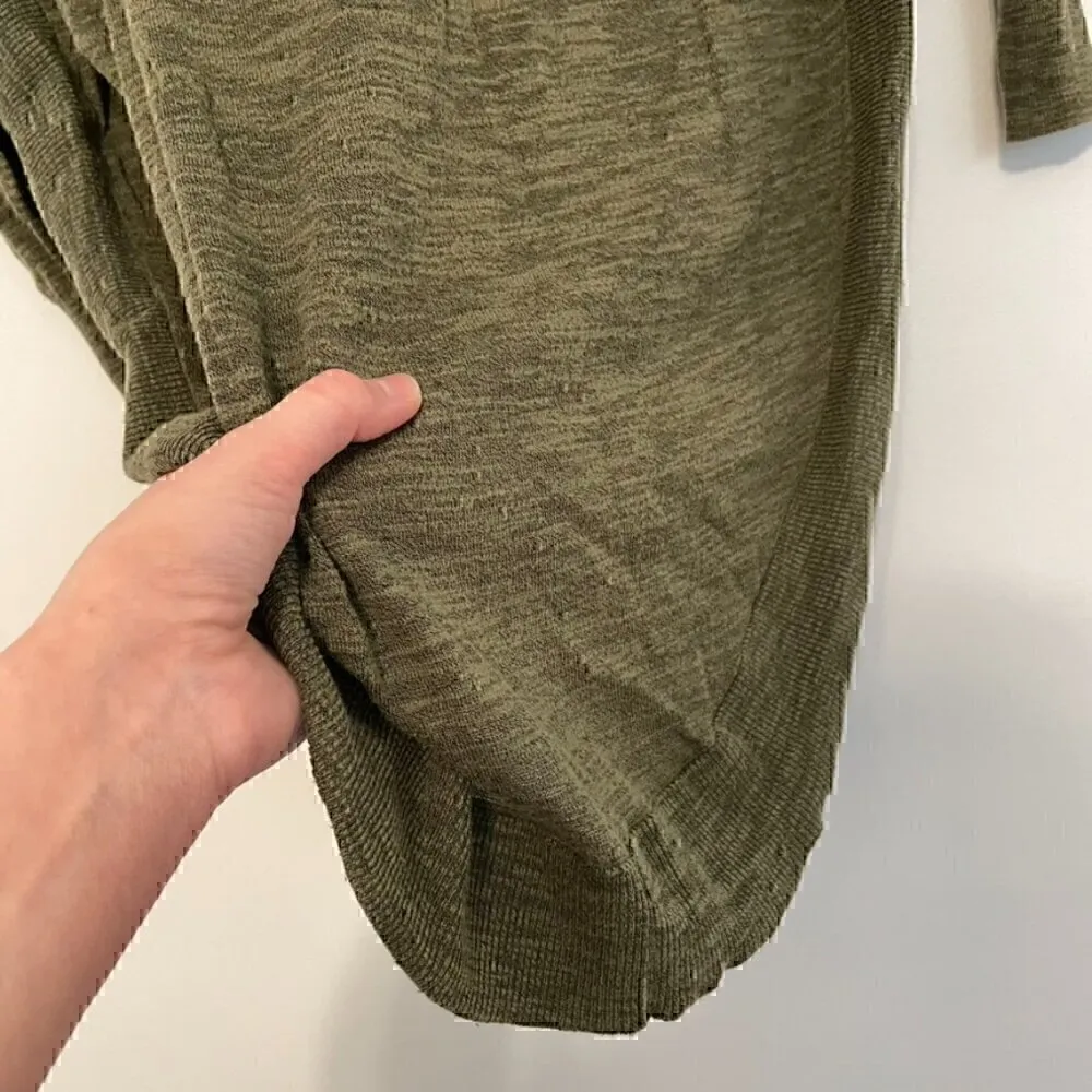 EXPRESS Lace Up Back Circle Hem Sweater Olive Green 3/4 Sleeve Lattice Cotton S - Image 9