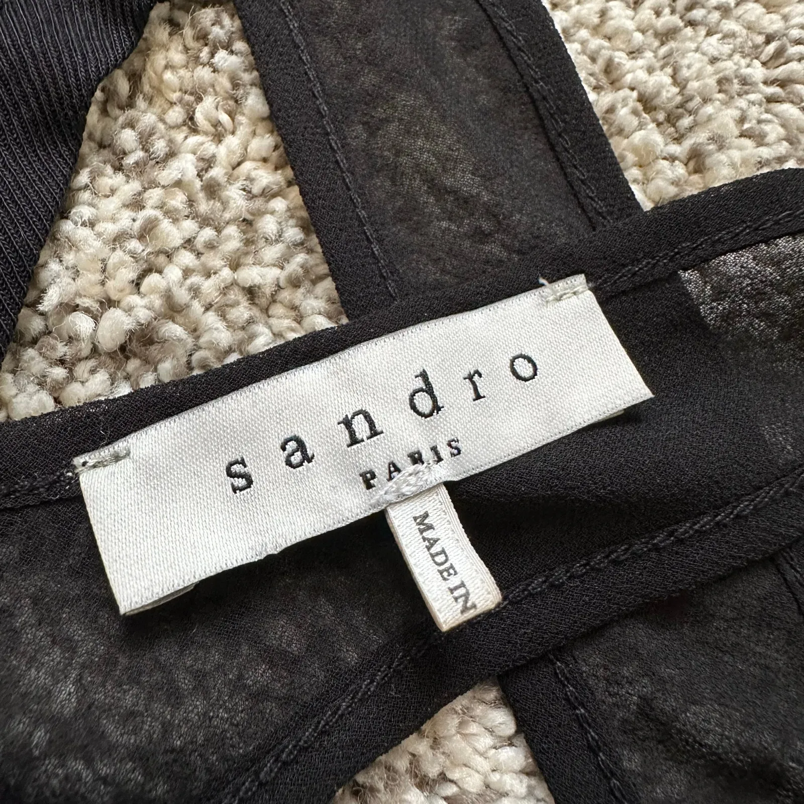 Sandro Paris black semi-sheer open back top size 2 NWT - Image 6