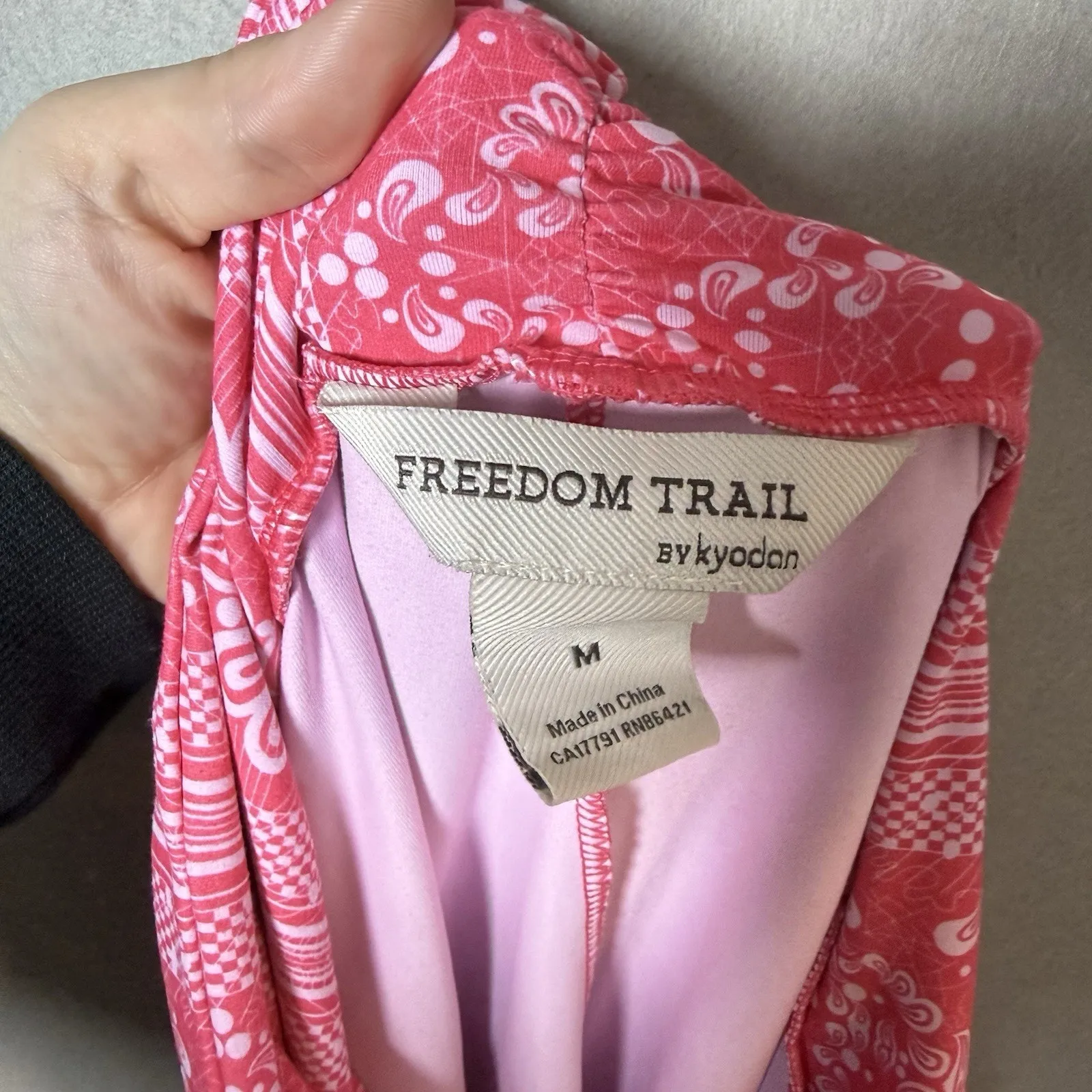 Freedom Trail By Kyodan Midi High Low Haltar Dress Neon Pink Floral Drawstring M Size M - Image 4