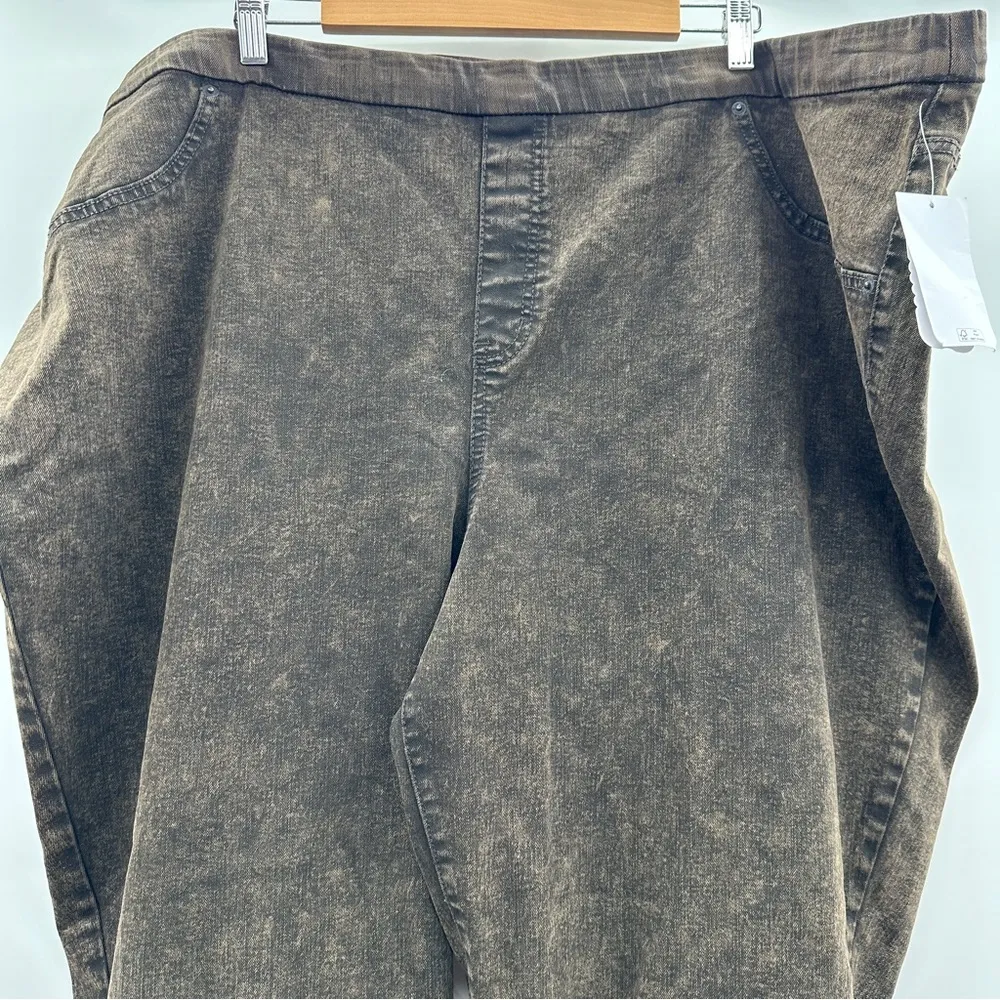 Logo Lori Goldstein Faded Brown High Rise Straight Leg Pull On Pants Sz 30WT NEW - Image 2