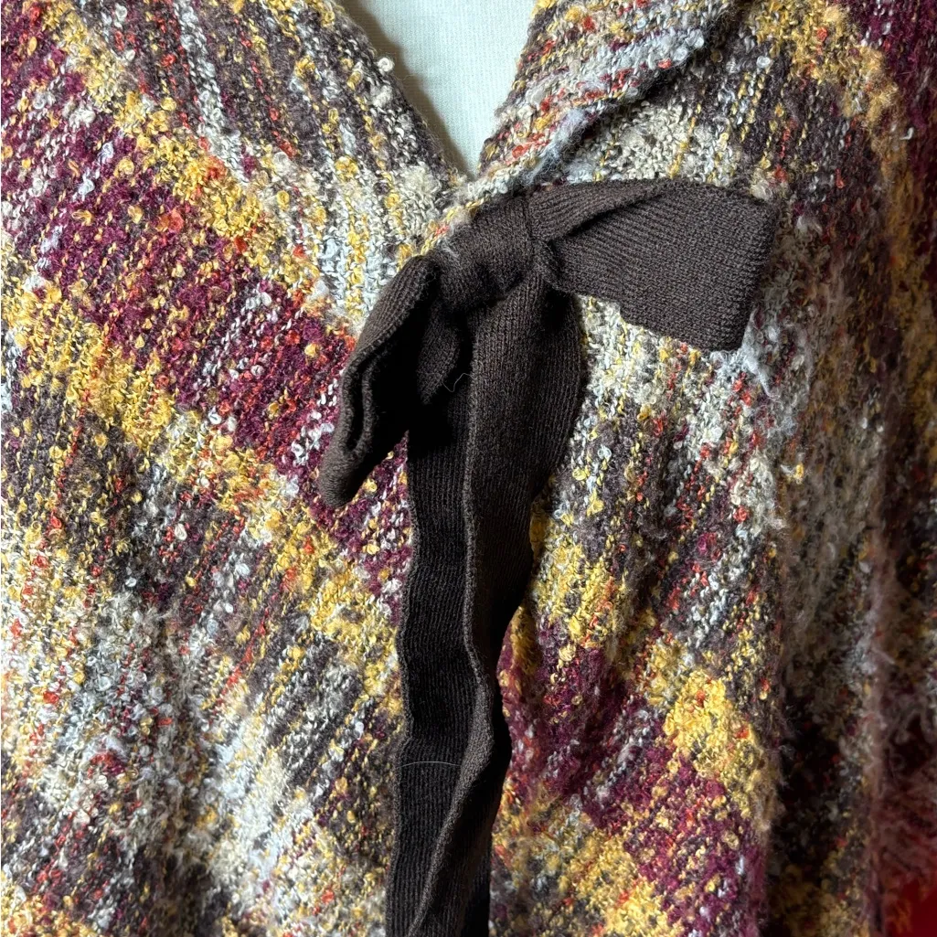 Multicolor Striped Knit Poncho Brown Size undefined - Image 2