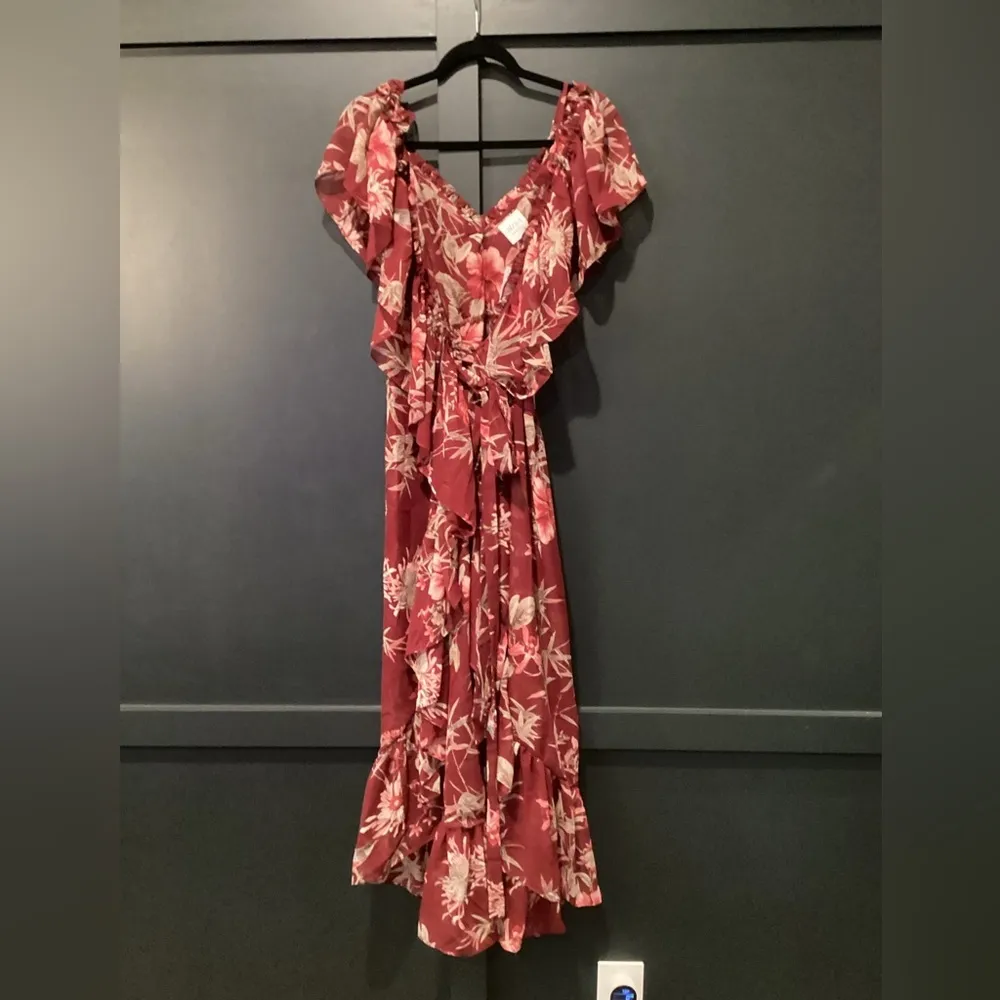 Misa Los Angeles Tayla floral ruffle cascade wrap midi maxi Dress NWT Revolve M - Image 4
