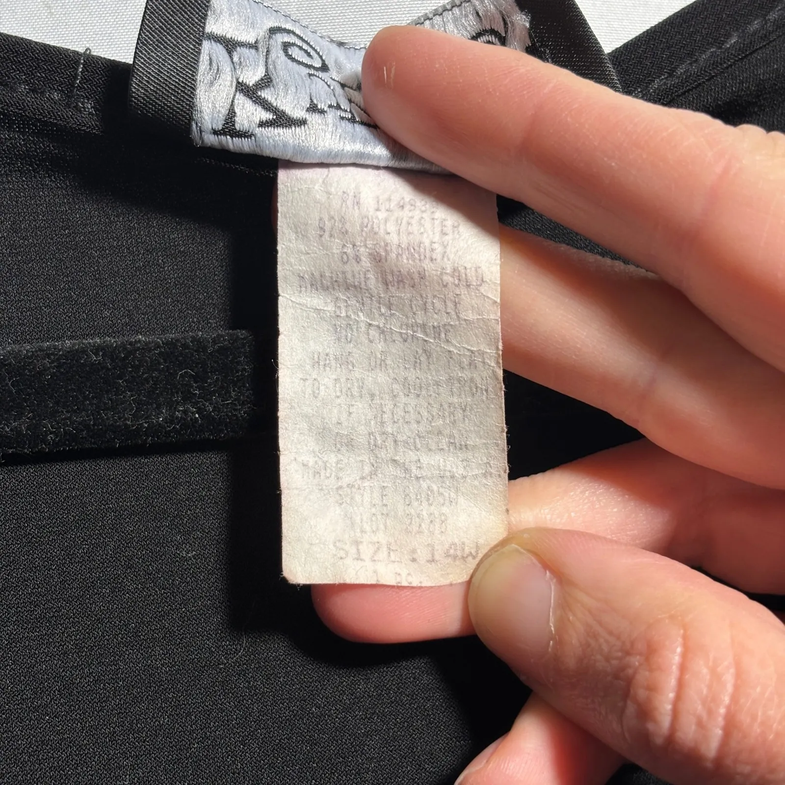 VTG Y2K Black Midi Dress Belted Empire Waist V Neck Short‎ Sleeve 16 Formal USA Size 14W - Image 5